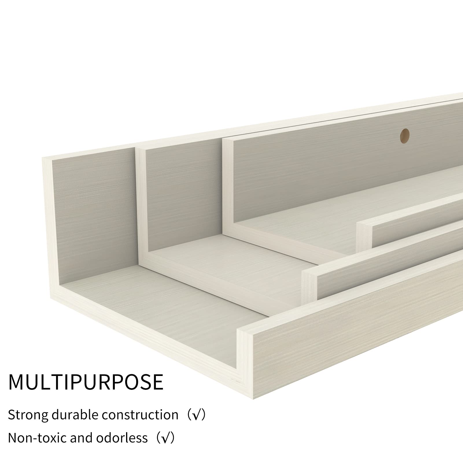 36 Inch Floating Shelves Set of 3 - Wooden Wall Mounted Picture Ledge Shelf for Living Room, Bathroom, Bedroom, Kitchen & Office - Creamy White - Perfect for Displaying Photos, Books & Decor