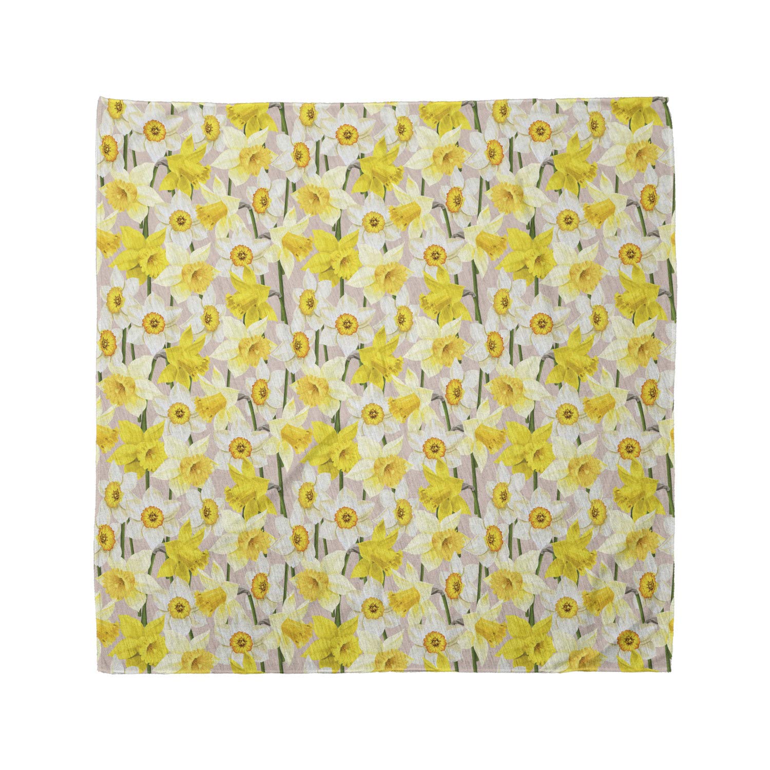 Lunarable Unisex Bandana - Daffodil Bedding Plants Print in Yellow, Green & Tan | Stylish Headwear for Outdoor Activities, Music Festivals & Fashion Accessories