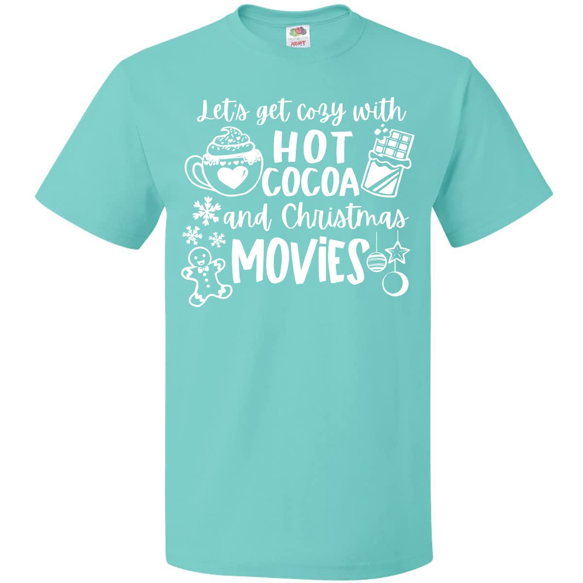 Inktastic Let's Get Cozy with Hot Cocoa and Christmas Movies T-Shirt - Funny Holiday Gift for Women & Men - Perfect for Christmas Parties & Family Movie Nights