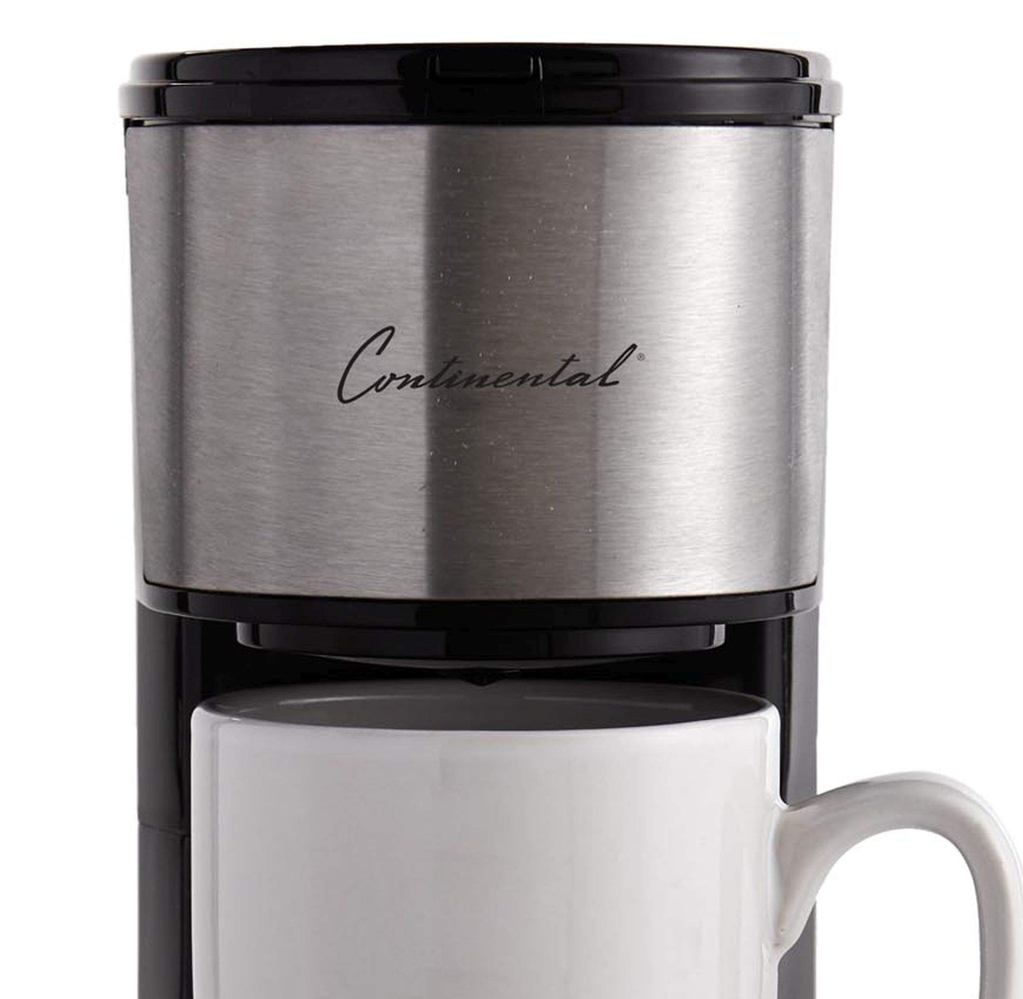 Continental Electric CP-CP019 Personal Coffee Maker - Compact Single Serve Black Coffee Machine for Home, Office, Dorm & Travel Use