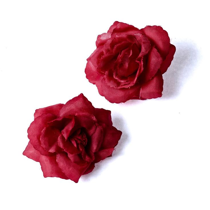 2PCS Red Artificial Rose Hair Clips - Small Floral Hair Accessories for Women & Girls, Perfect for Weddings, Parties & Daily Styling