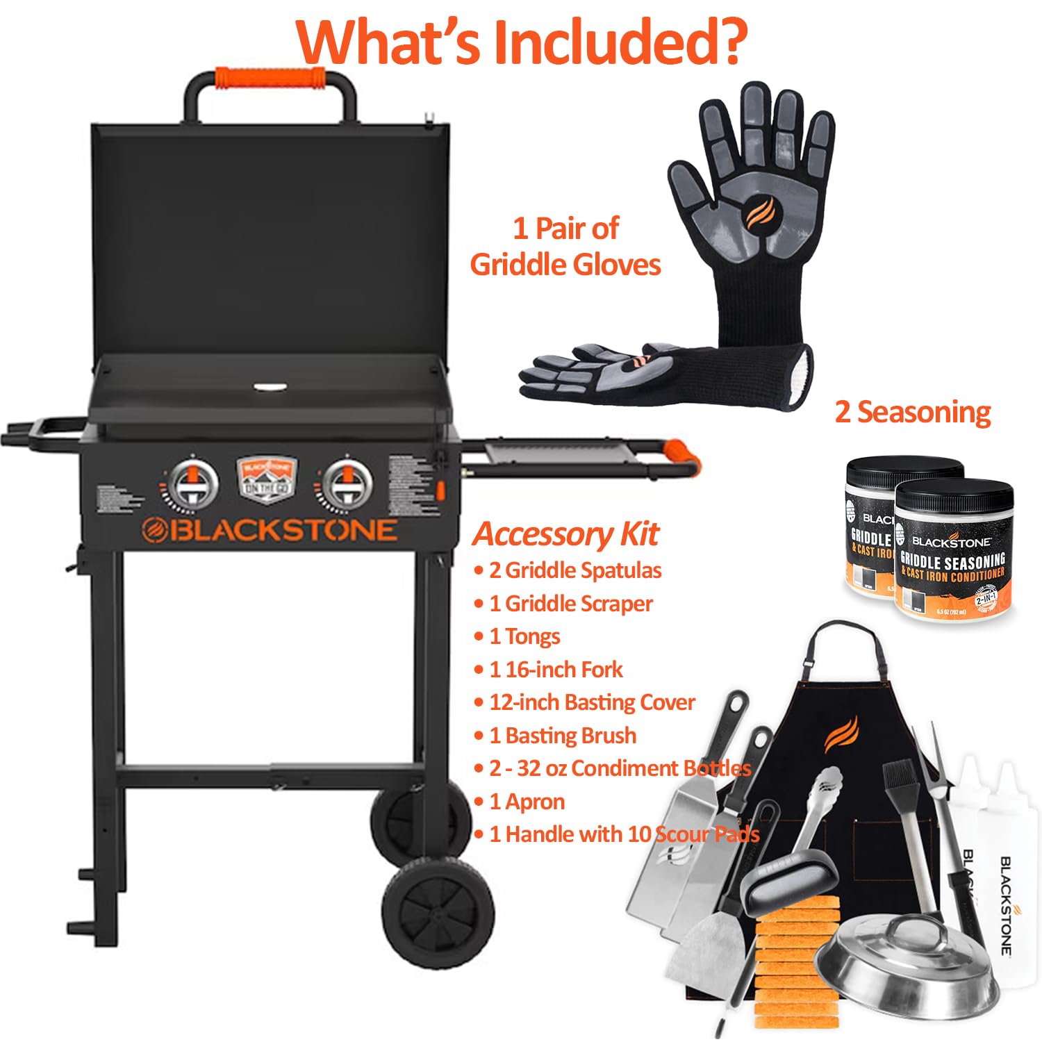 22 Inch Blackstone Griddle with Hood & Grill Stand – Portable Outdoor Flat Top Gas Grill for BBQ, Camping & Tailgating – Includes Blackstone Accessories, Seasoning Kit & Griddle Gloves – Perfect for Backyard Cooking, Outdoor Parties & RV Trips