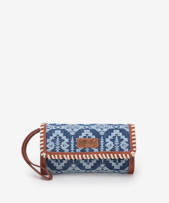 Wrangler All Over Aztec Print Convertible Wallet for Men & Women - Stylish Bifold RFID Blocking Travel Wallet for Everyday Use & Outdoor Adventures