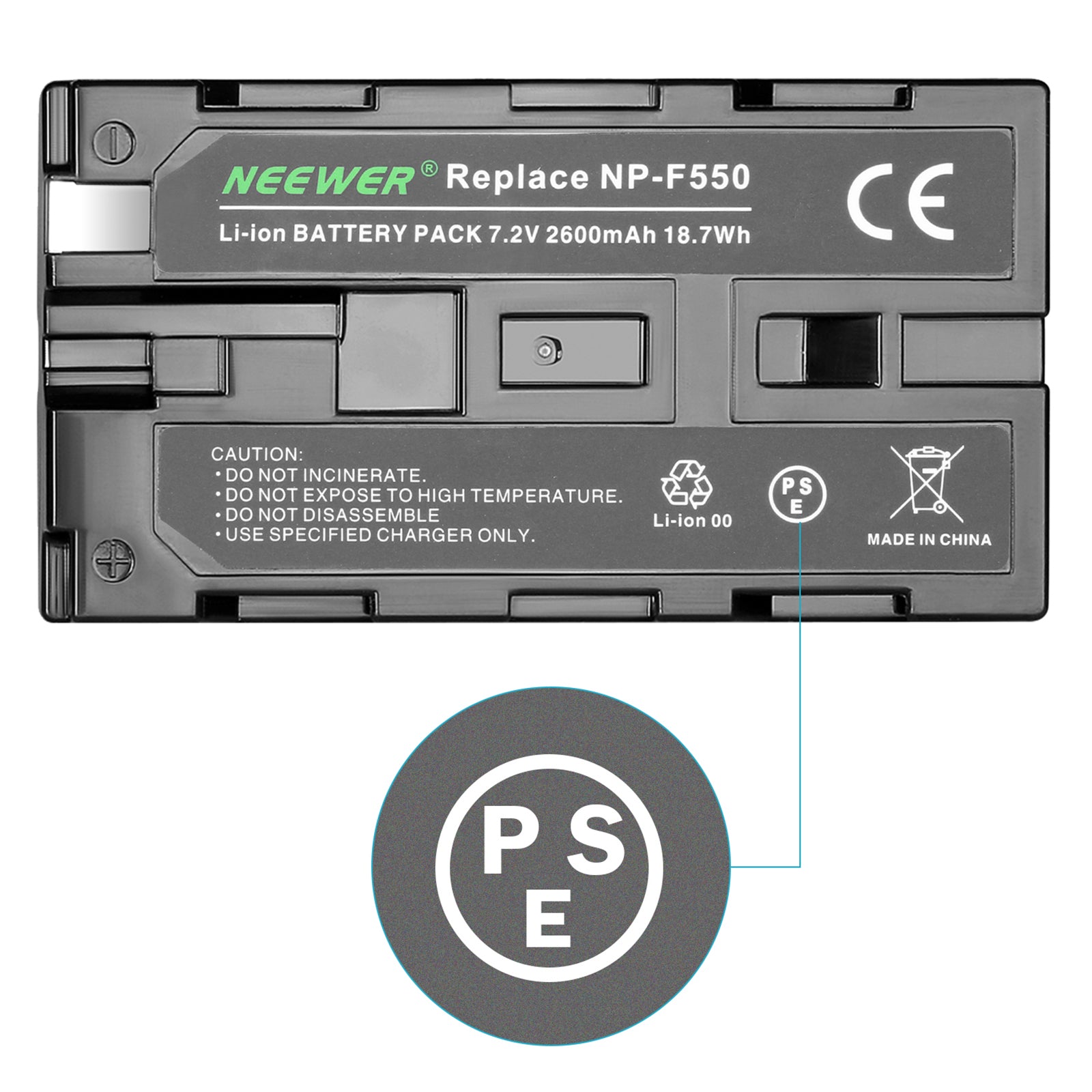 NEEWER 2600mAh Li-ion Replacement Battery for Sony NP-F550 NP-F570 NP-F530 Cameras - Compatible with Sony DSLR, Mirrorless & Video Cameras for Extended Shooting Sessions