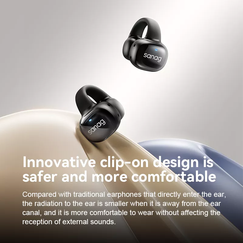 Sanag S5 Wireless Bluetooth Ear Clip Headphones with Air Conduction Technology - Perfect for Running, Cycling, and Outdoor Sports