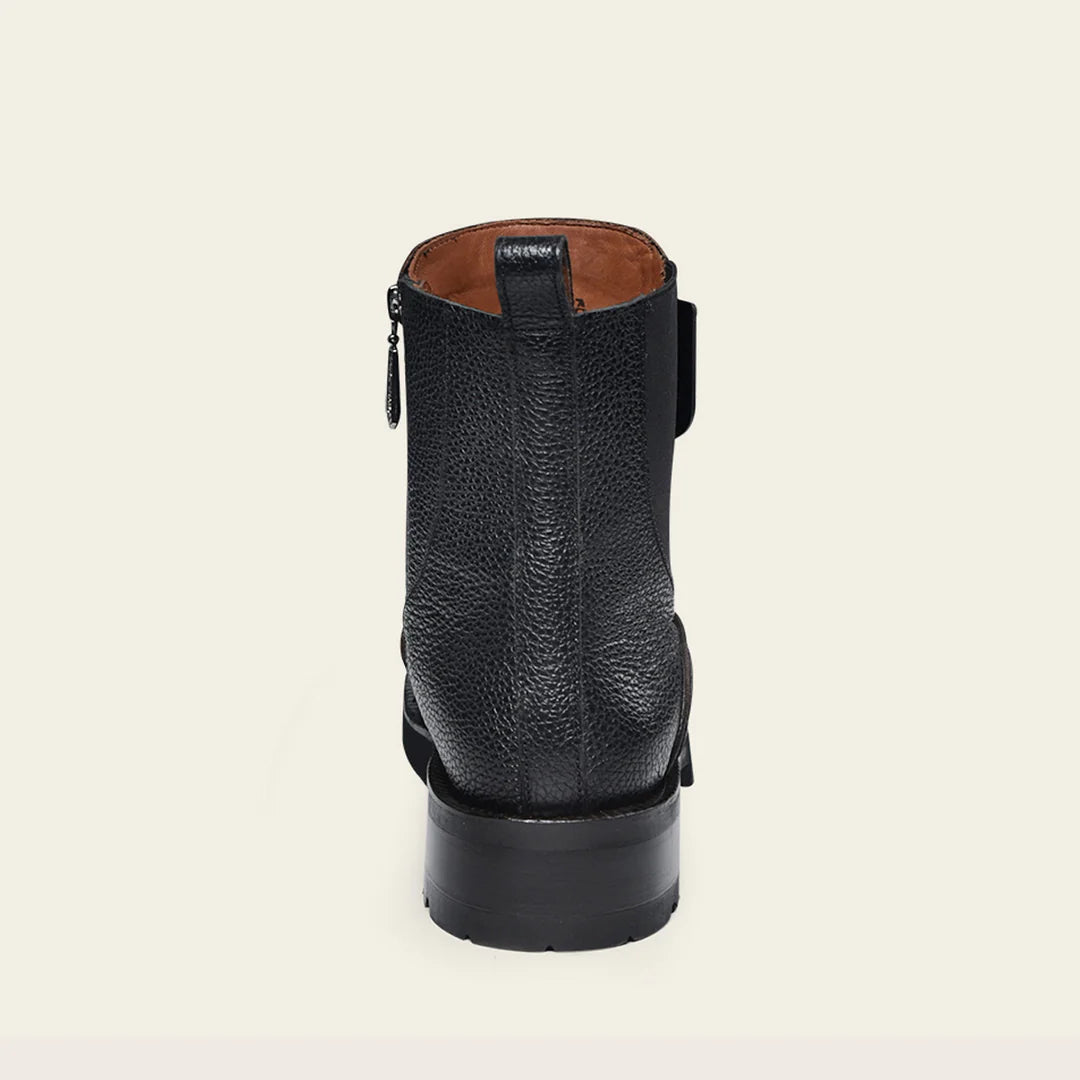 4D22RS Men's Black Leather Casual Ankle Boots with Zipper - Stylish & Comfortable for Everyday Wear, Outdoor Walking & Date Nights