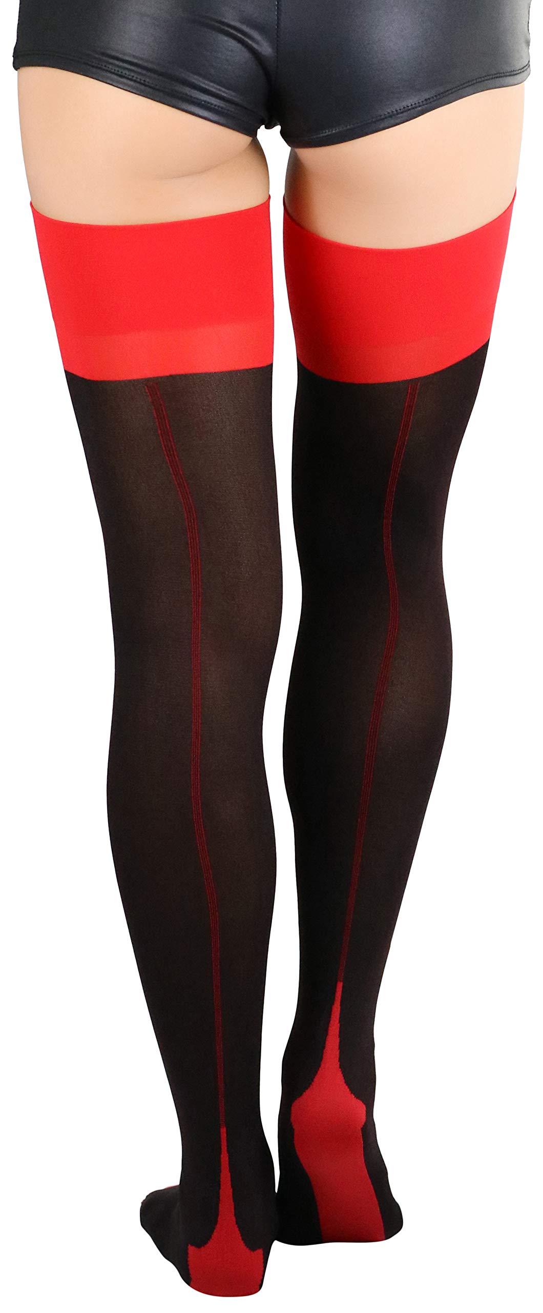 ToBeInStyle Nylon Two-Toned Cuban Heel Closed Toe Stockings for Women - Fashionable Hosiery for Office, Party & Evening Wear