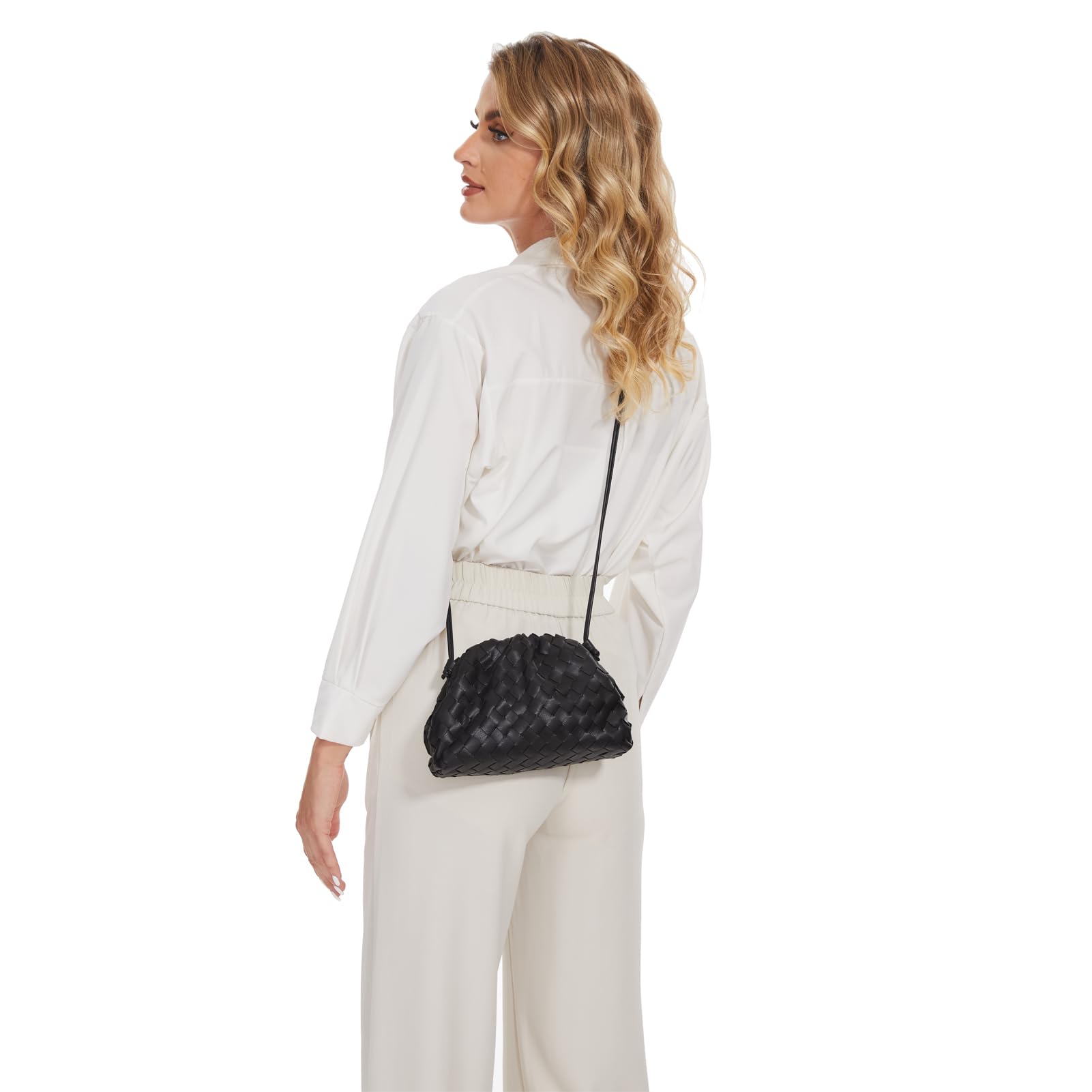 SUMICH Women's Quilted Crossbody Purse - Handmade Leather Clutch Bag, Dumpling Style Hobo Shoulder Bag with Ruching Details | Perfect for Daily Use, Travel & Special Occasions