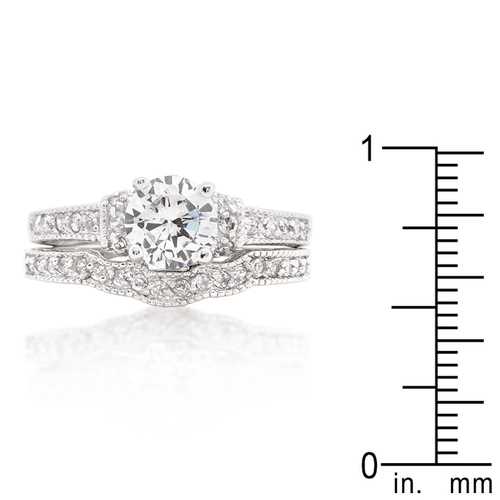 Art Deco Round Cut Bridal Wedding Ring Set - Vintage Inspired Engagement & Wedding Band for Women - Perfect for Proposals, Anniversaries & Romantic Occasions