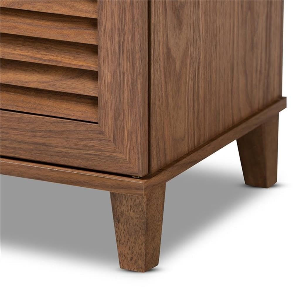 Baxton Studio Coolidge Modern 8-Shelf Wooden Shoe Storage Cabinet - Walnut Finish, Contemporary Shoe Organizer for Entryway, Bedroom & Closet Organization