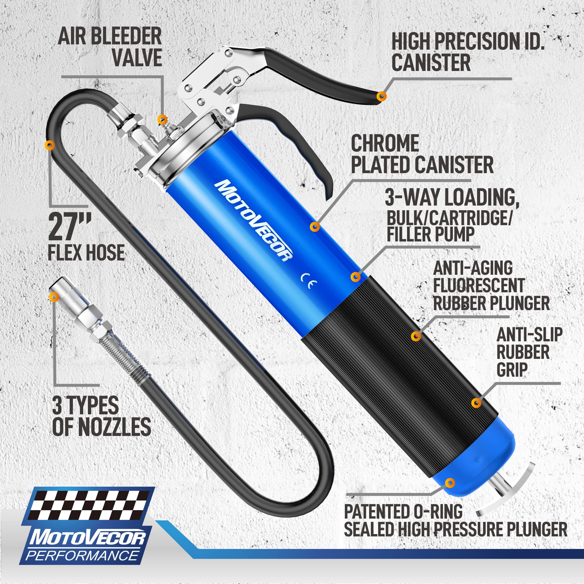 Heavy Duty Pistol Grip Grease Gun with 27