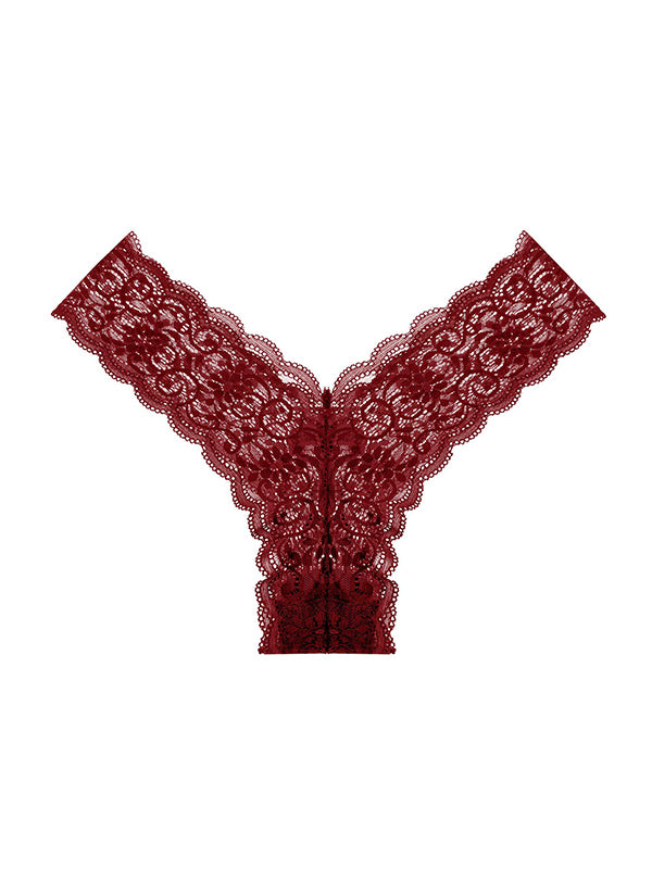 ZASUWA Women's V-Shape Waist Lace T-Back Panties - Sexy Lingerie for Date Night & Special Occasions