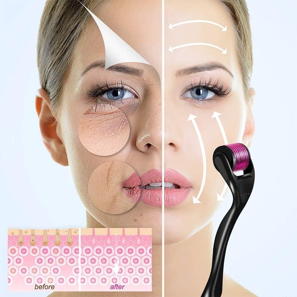 Derma Roller for Anti-Aging & Scar Removal - Micro Needle Roller for Hair Regrowth & Skin Rejuvenation - Facial Exfoliator & Polish Tool (Pack of 2) - Perfect for At-Home Skincare Routine & Professional Treatments