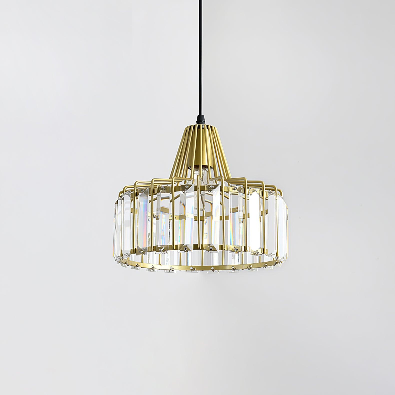 Crystal Drum Pendant Light - Modern Glass Ceiling Chandelier for Dining Room, Living Room & Bedroom Lighting Decor