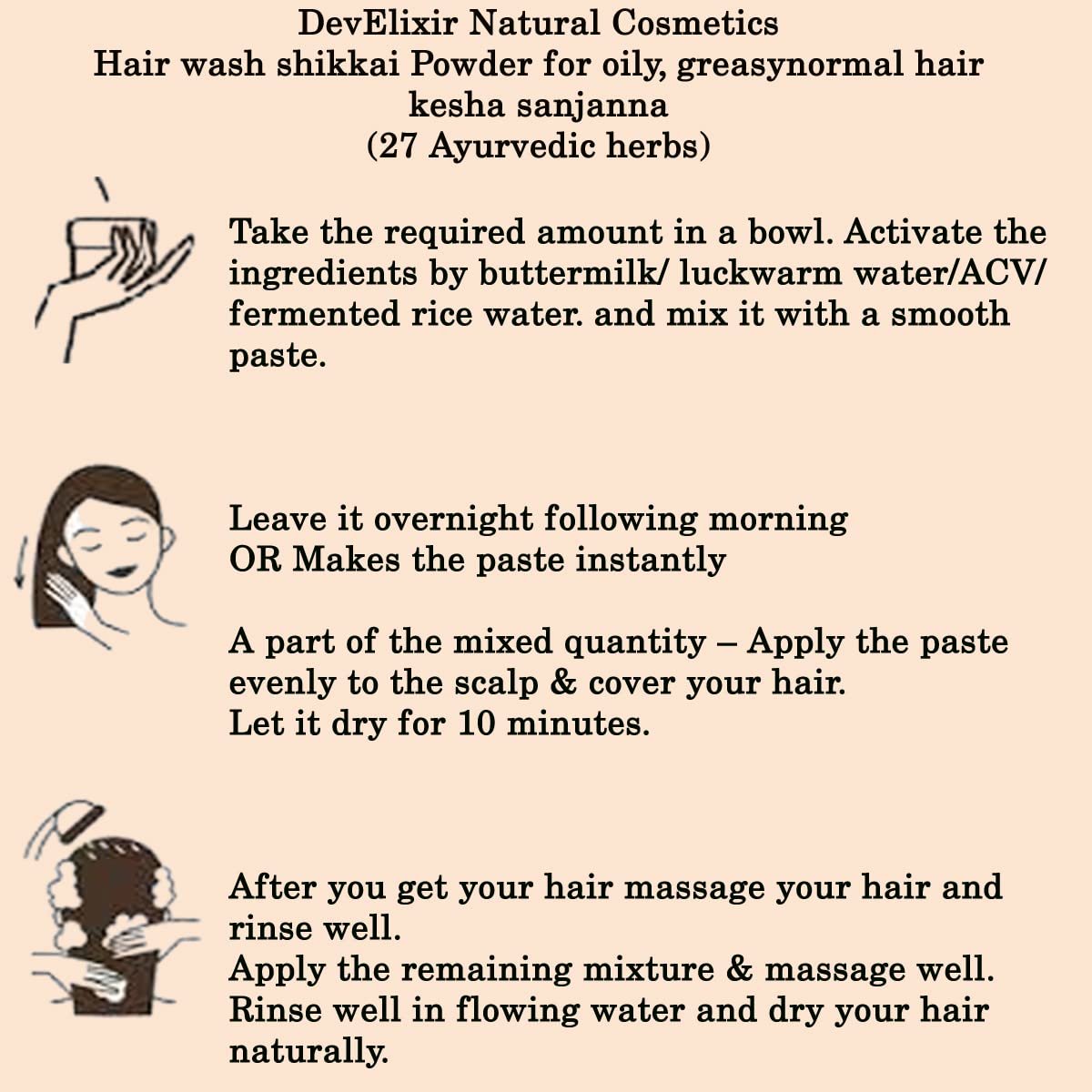 DevElixir Natural Ayurvedic Shikkai Hair Wash Powder - 27 Herbs for Oily, Greasy & Normal Hair - Gentle Cleansing for Healthy Scalp & Shiny Hair - Perfect for Daily Hair Care & Natural Detox