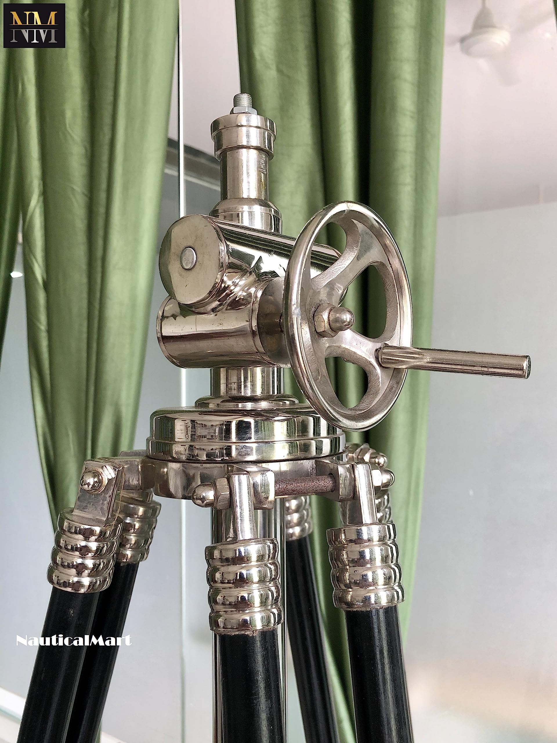 NauticalMart Royal Marine Designer's Tripod Floor Lamp for Living Room, Bedroom & Office - Modern Adjustable Standing Light with 3-Leg Base (Shade Not Included) - Perfect for Reading, Decor & Ambient Lighting