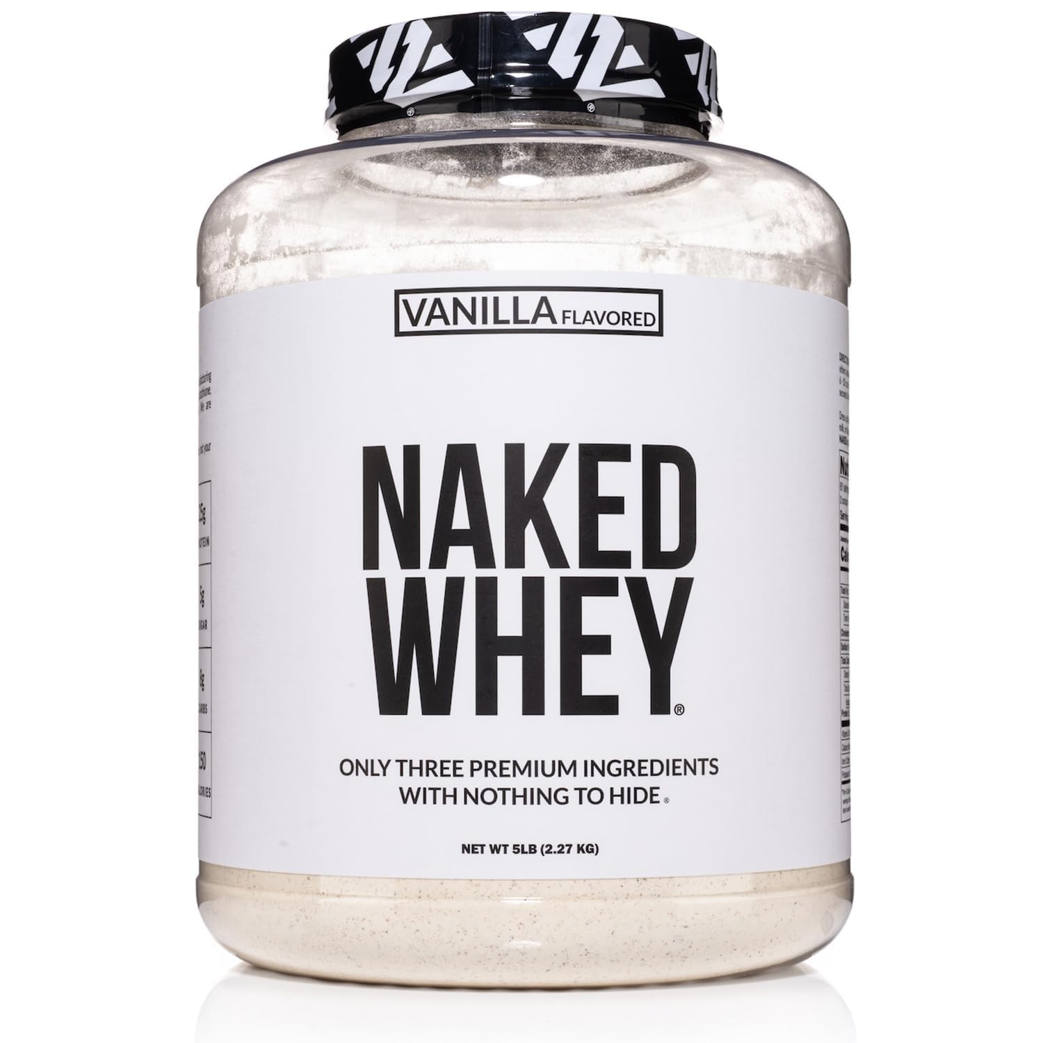 Naked Vanilla Whey Protein Powder - All Natural Grass Fed, Vanilla Flavor, Organic Coconut Sugar, 5Lb Bulk, GMO-Free, Soy Free, Gluten Free (61 Servings) - Perfect for Post-Workout Recovery & Healthy Smoothies
