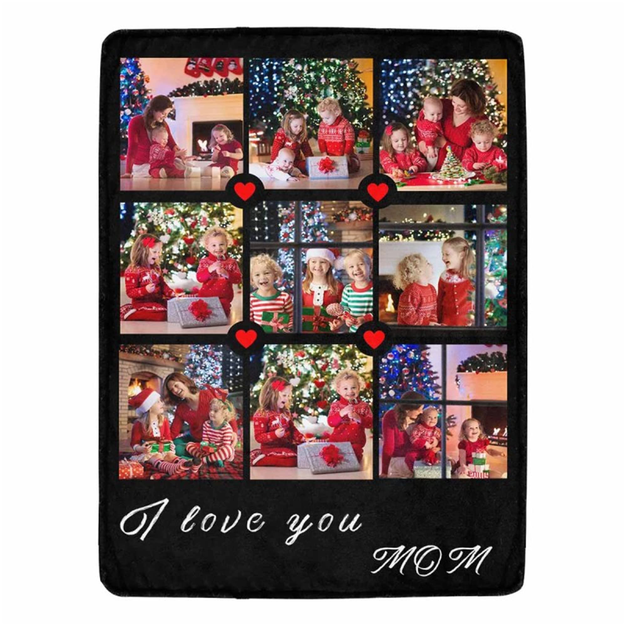 Custom Photo Collage Blanket - Personalized Picture Throw Blanket with Upload - 40x50 Inch Soft Fleece Gift for Mom, Grandma, Wife, Girlfriend - Birthday, Anniversary, Christmas Present from Daughter, Son, Husband - Perfect for Family Photos, Home Decor, Cozy Nights & Special Occasions