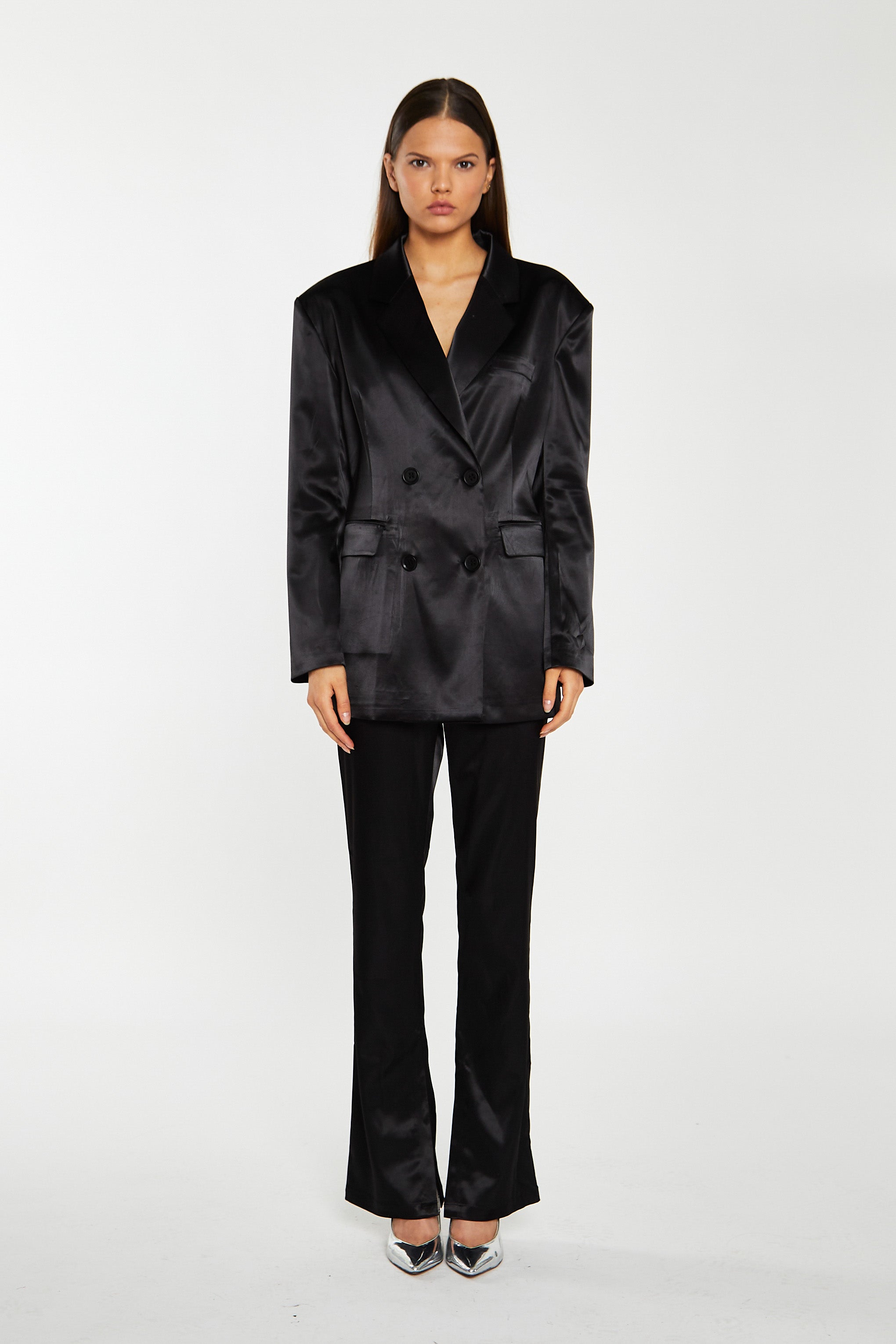 Black Satin Jacket for Women - Elegant Evening Wear & Party Outfit - Lightweight & Comfortable for Night Out, Date Night, and Special Occasions