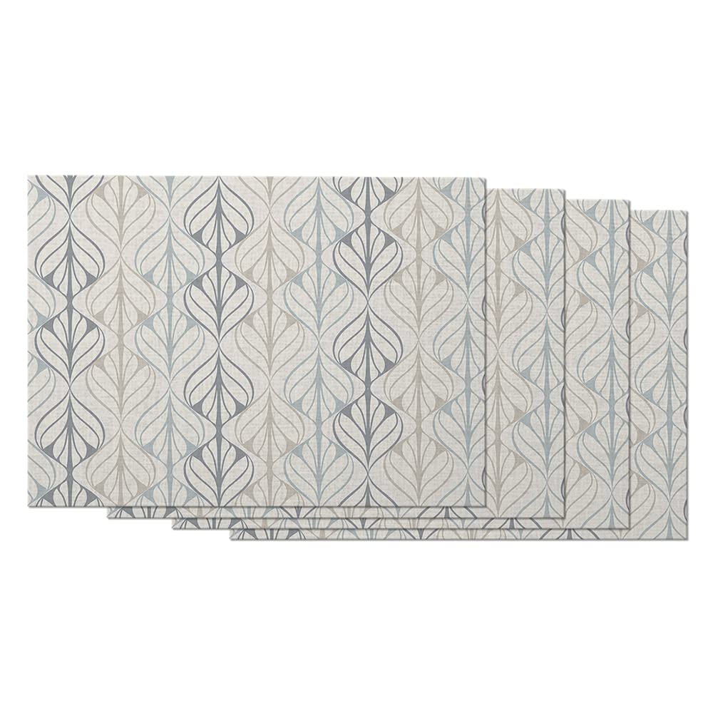 AOYEGO Set of 4 Modern Leaf Texture Placemats - 12x18 Inch Cotton Linen Table Mats for Dining, Kitchen & Home Decor - Eco-Friendly Foliage Design for Everyday Meals & Dinner Parties