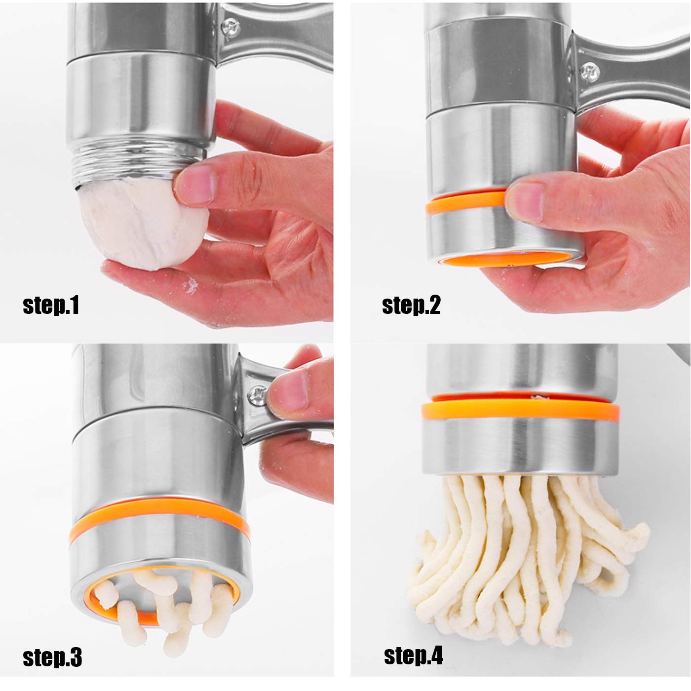 Stainless Steel Manual Pasta Maker Machine with 7 Interchangeable Molds - Hand Crank Noodle Press for Homemade Pasta, Ravioli & Dumplings - Perfect for Italian Cuisine, Family Cooking & Restaurant Use
