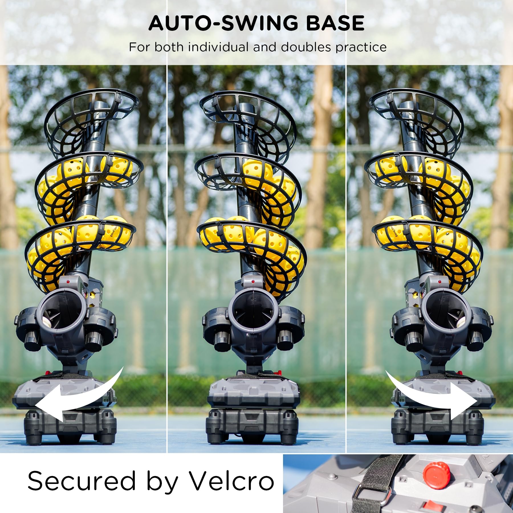 Furlihong 3802PBH Adjustable Speed & Angle Pickleball Machine with Auto Swing Base - Portable Pickleball Launcher for All Skill Levels (Power Bank/Battery/AC Powered) - Perfect for Backyard, Court & Indoor Training
