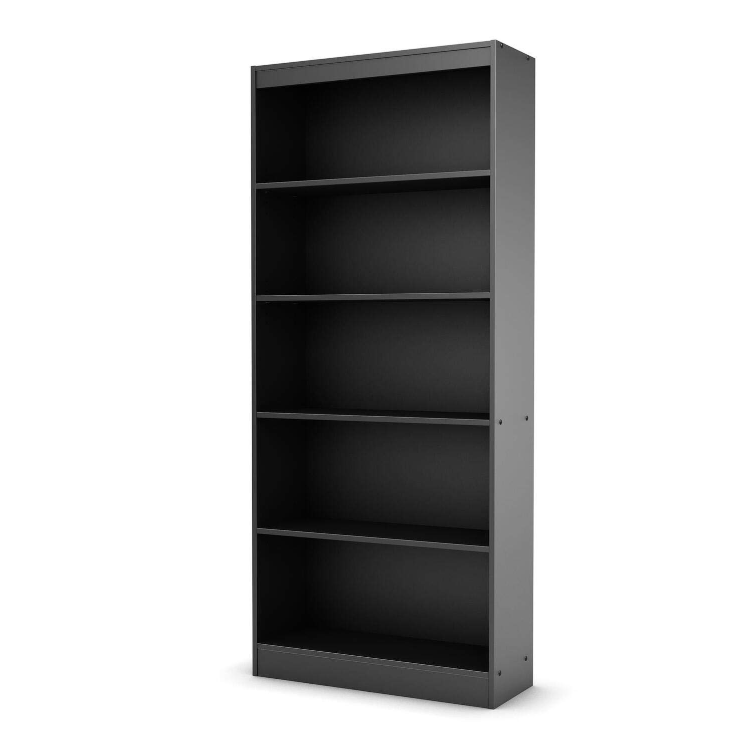 South Shore Axess 5-Shelf Bookcase, Black - Modern Bookshelf for Home Office, Living Room & Bedroom - Sturdy Storage Solution for Books, Decor & Organizing