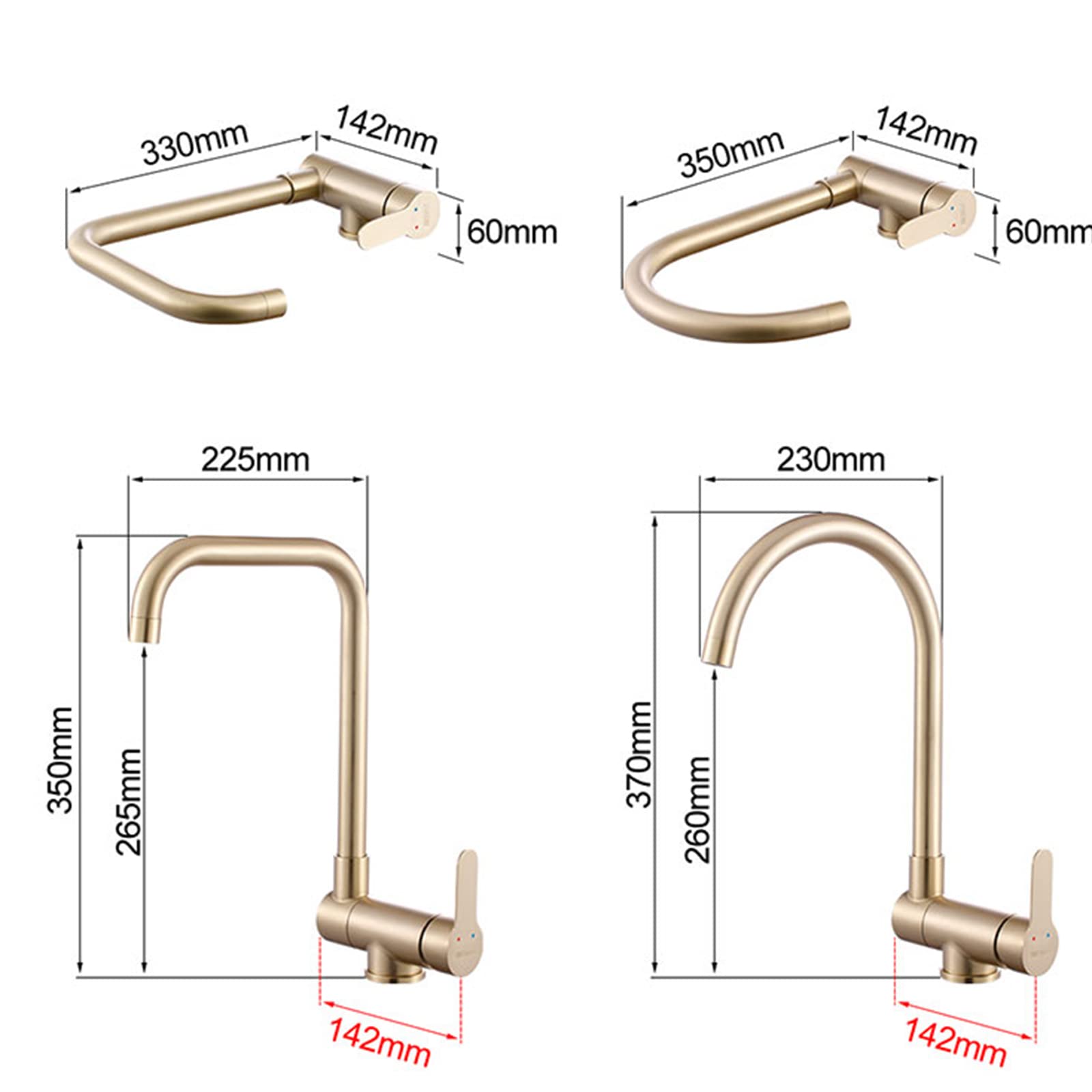 Stainless Steel Brushed Gold Kitchen Sink Mixer Faucet with Folding Design, Swivel Hot and Cold Water, Ideal for Compact Spaces and Modern Kitchens