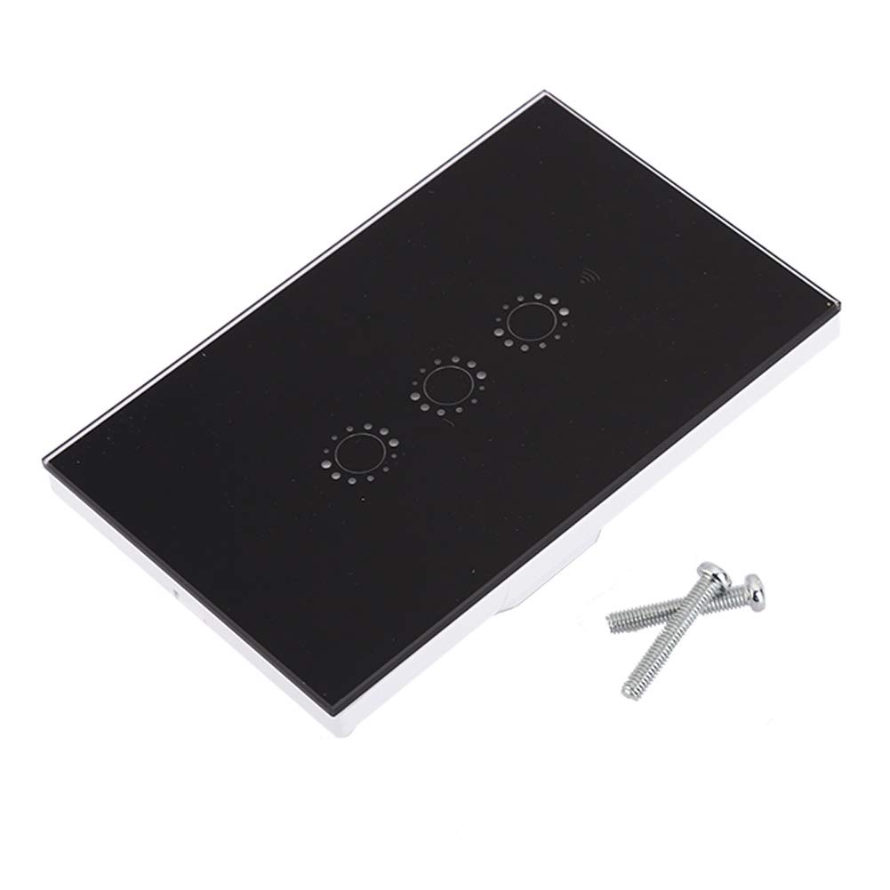 WiFi Smart Light Switch Panel - 1/2/3 Gang Touch Control, Remote App Control, Surge Protection, US Standard (Black) - Perfect for Smart Home Automation & Lighting Control
