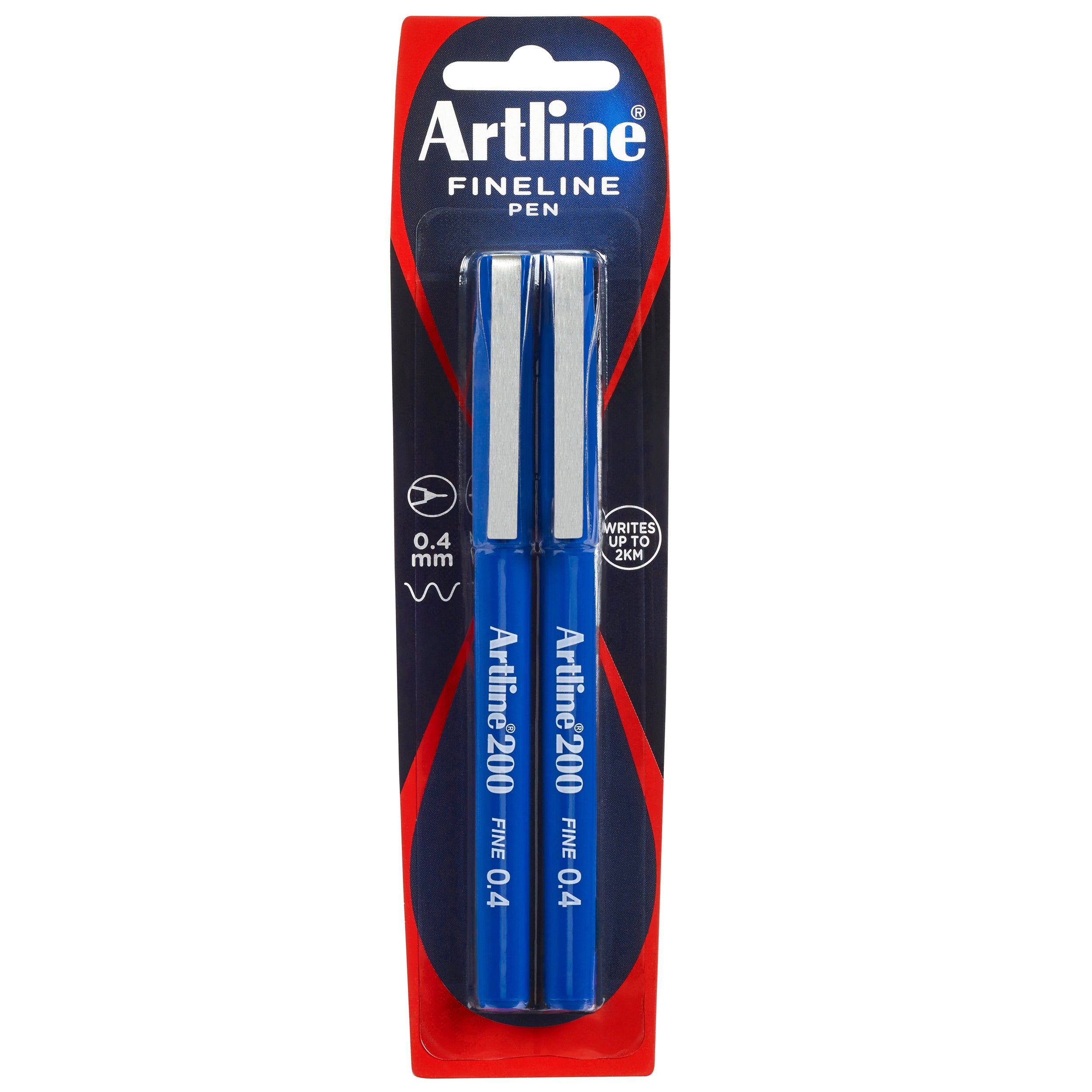 Artline 200 Bright Fineliner Pen 0.4mm Blue - 2 Pack Set for Journaling, Sketching & Note Taking - Vibrant Waterproof Ink for Artists, Students & Office Use