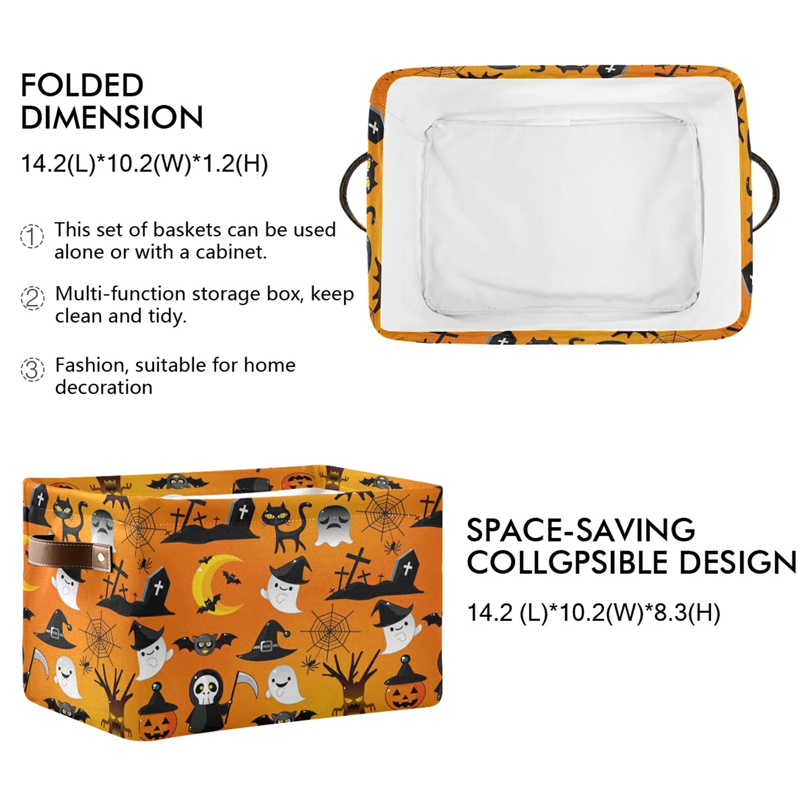 Waterproof Halloween Pumpkin Cat Storage Bin - Toy Basket, Laundry Hamper, Closet Organizer for Home & Office | Perfect for Kids' Room, Pet Supplies & Seasonal Decor