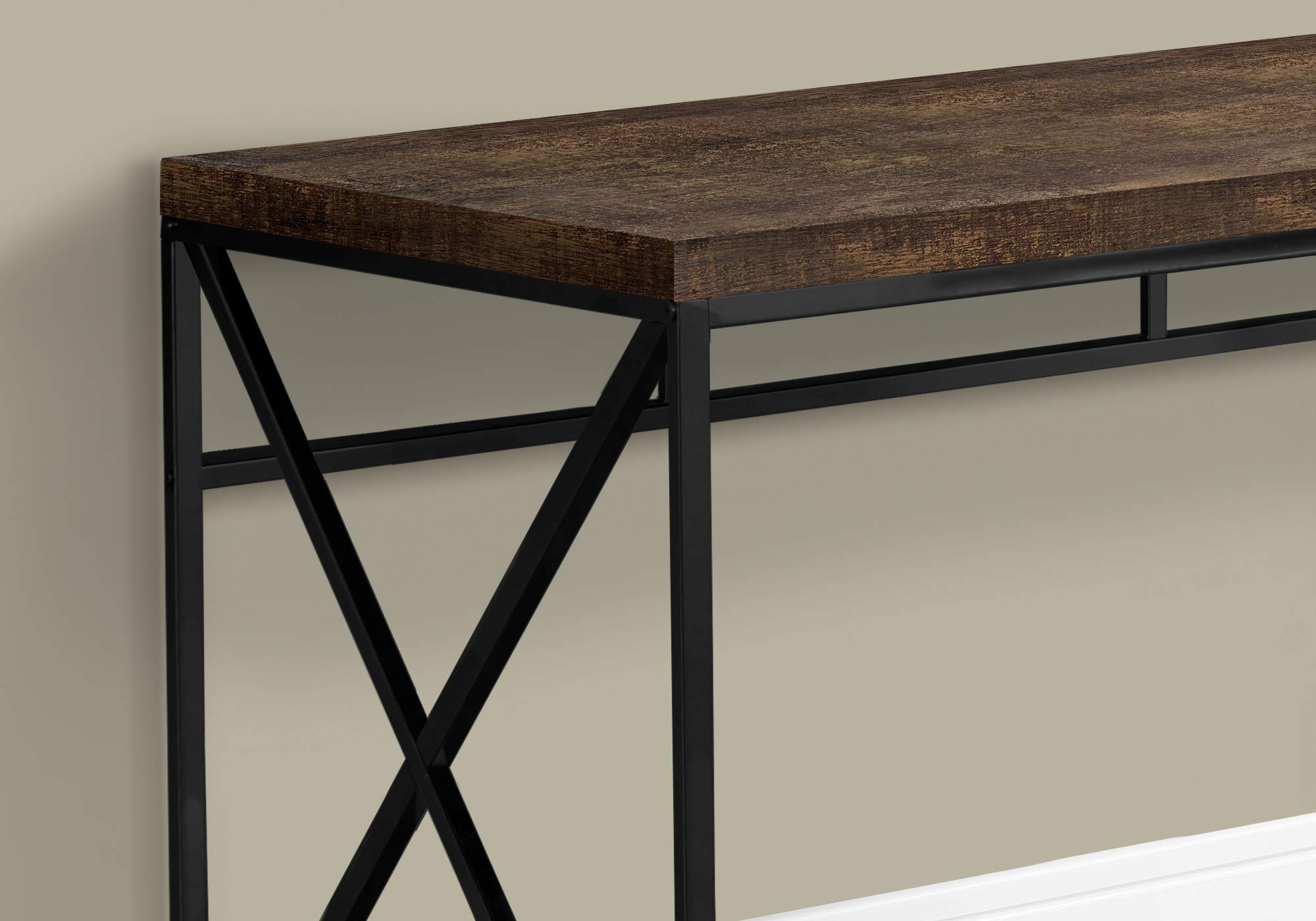 Monarch Specialties I 7450 Computer Desk - Modern Home Office Desk with Metal Frame & Laminate Surface in Brown/Black - Perfect for Laptop Work, Gaming & Study Spaces