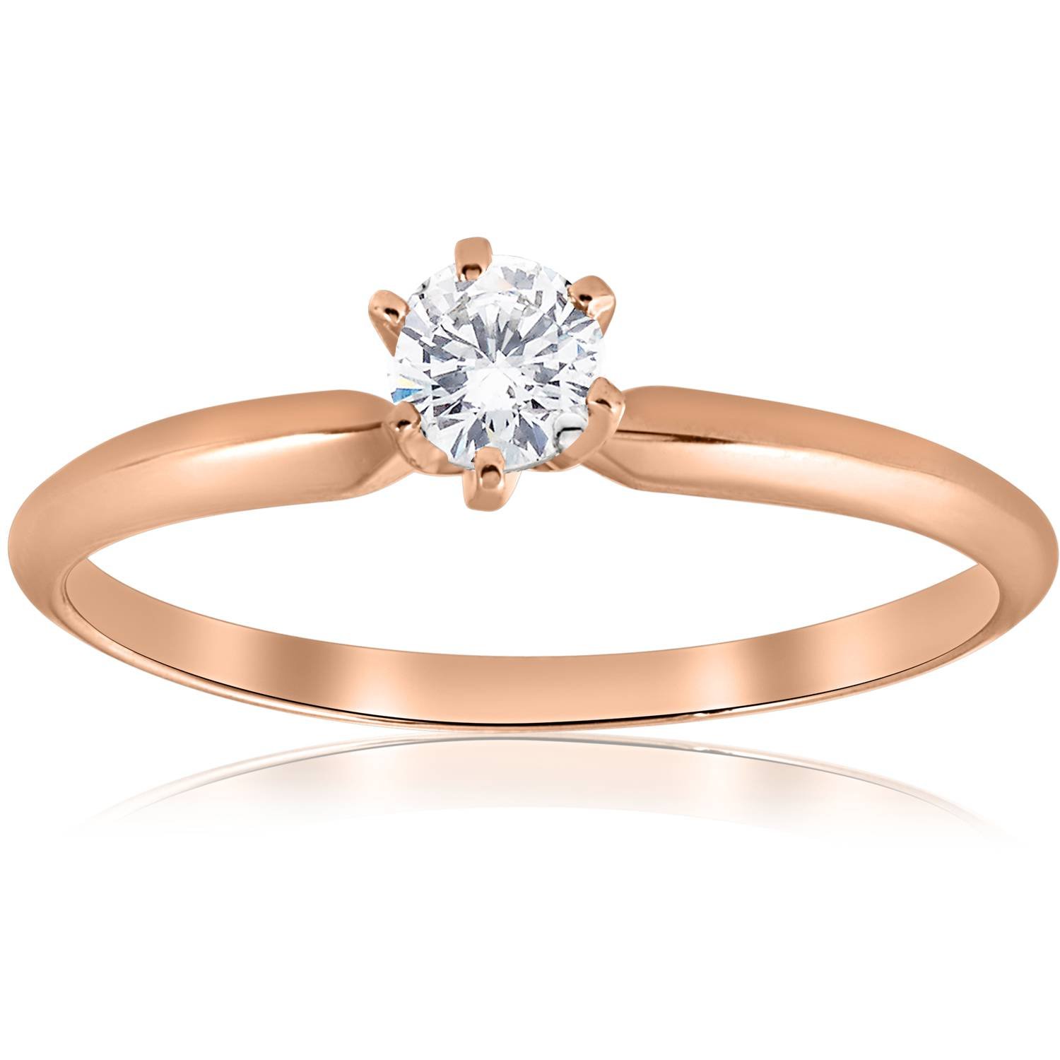 1/4 Carat Solitaire Diamond Engagement Ring - 14K Rose Gold Wedding Band for Women - Perfect for Proposals, Anniversaries & Bridal Jewelry