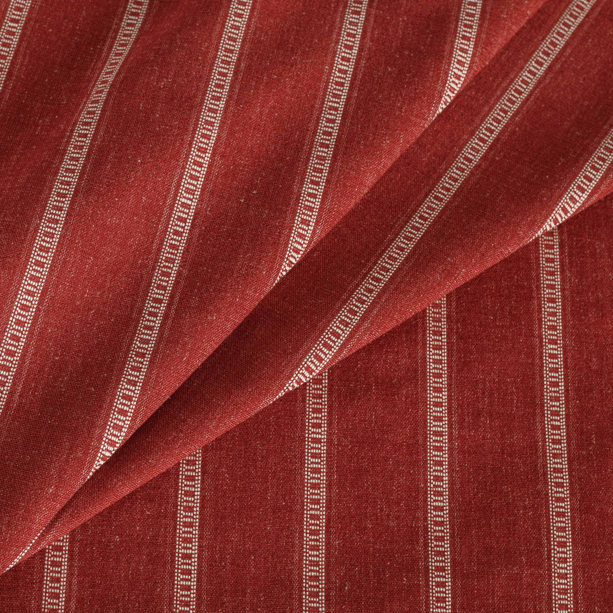 Brunswick Stripe Fabric - Pomegranate Red Upholstery Material for Sofas, Chairs & Home Decor | Premium Cotton Blend Textile