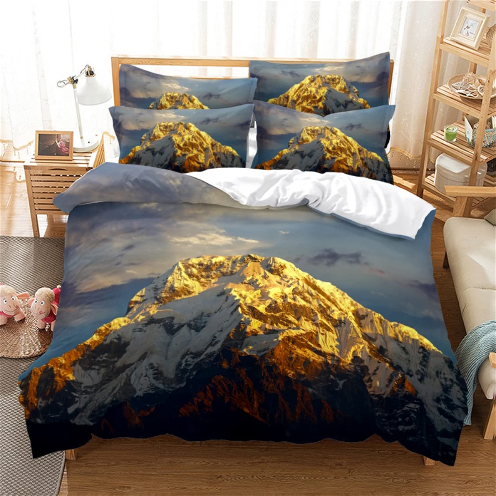 King Size Duvet Cover Set - Soft & Cozy Snow Mountain Design with Zipper Closure, Includes 2 Pillowcases (20x26 inches) - Easy Care Microfiber Bedding for Adults & Kids - Perfect for Master Bedrooms, Guest Rooms & Kids' Rooms