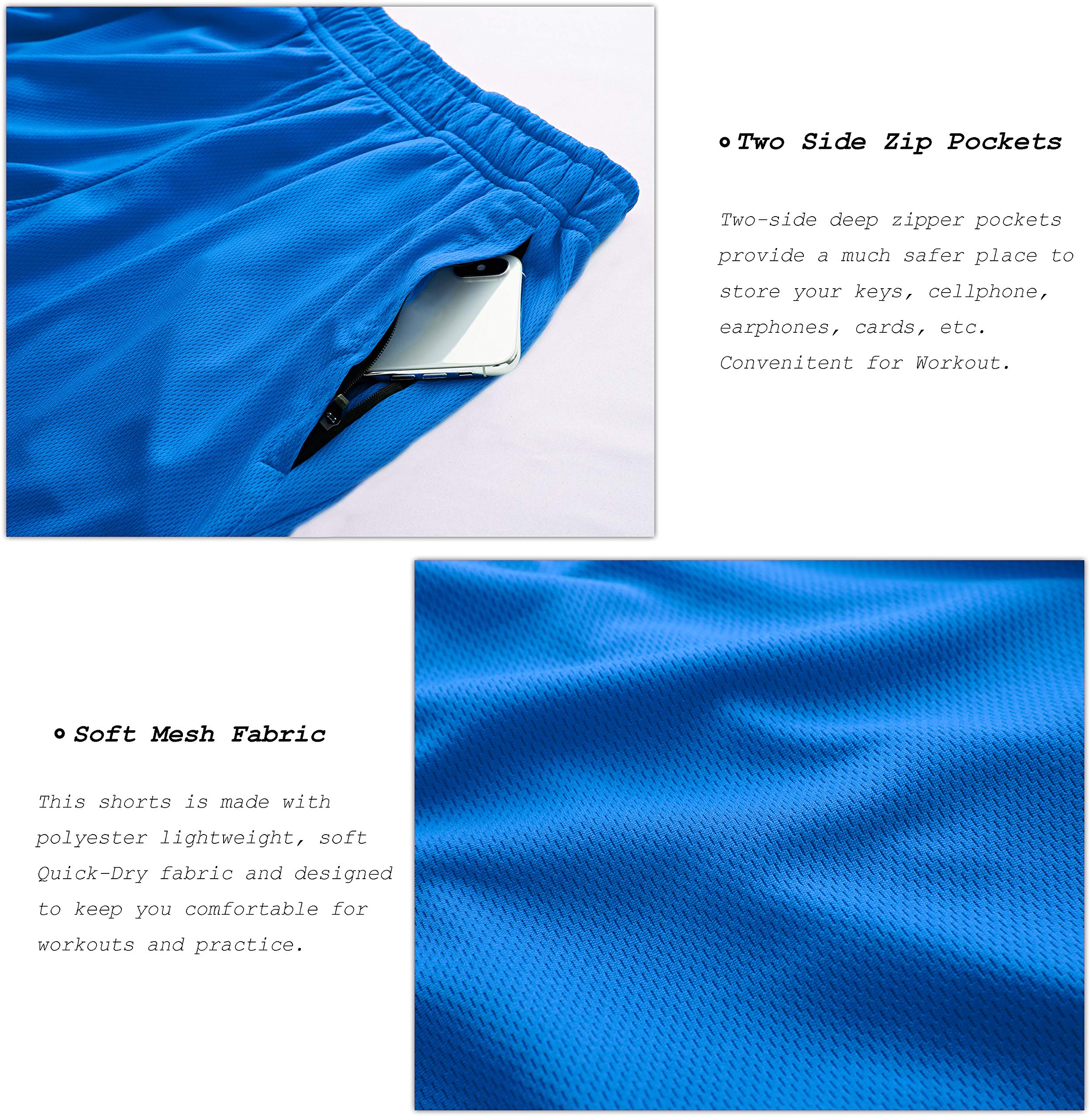 Men's Quick Dry Workout Running Shorts - Lightweight Gym Shorts with Zip Pockets for Jogging, Training & Outdoor Activities