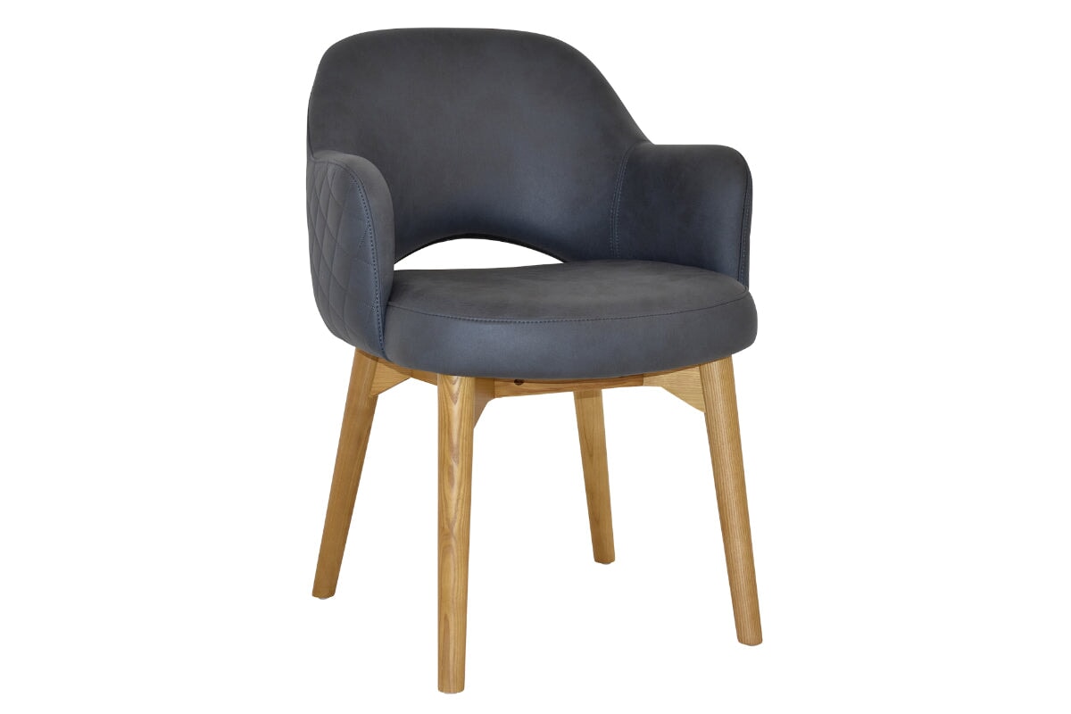 EZ Hospitality Cairo Indoor Armchair with Light Oak Timber Base - 4-Leg Modern Dining Chair for Living Room, Bedroom & Office