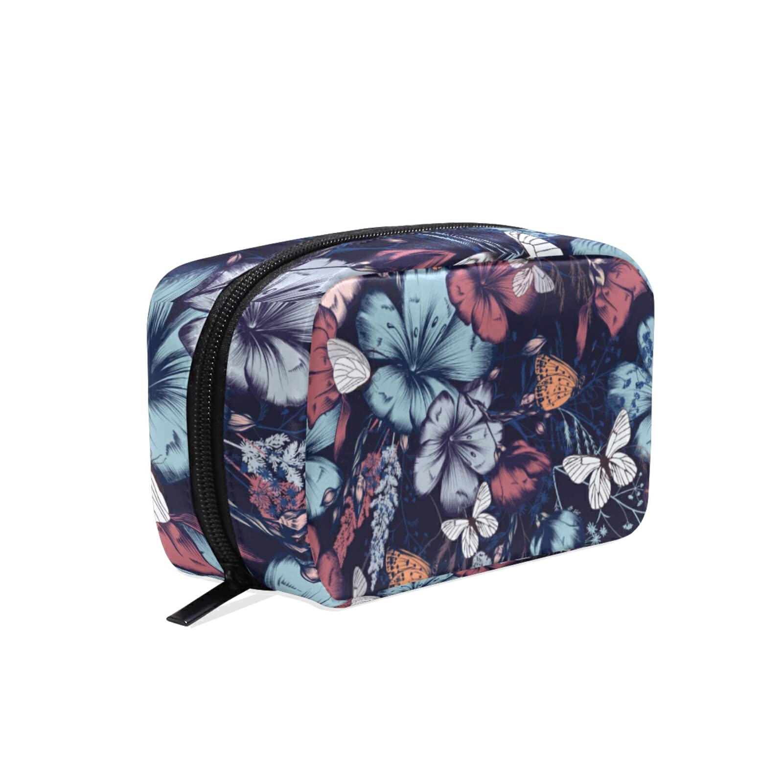 Floral Butterfly Makeup Bag with Zipper - Waterproof Travel Cosmetic Organizer for Women | Perfect for Travel, Gym & Daily Essentials Storage
