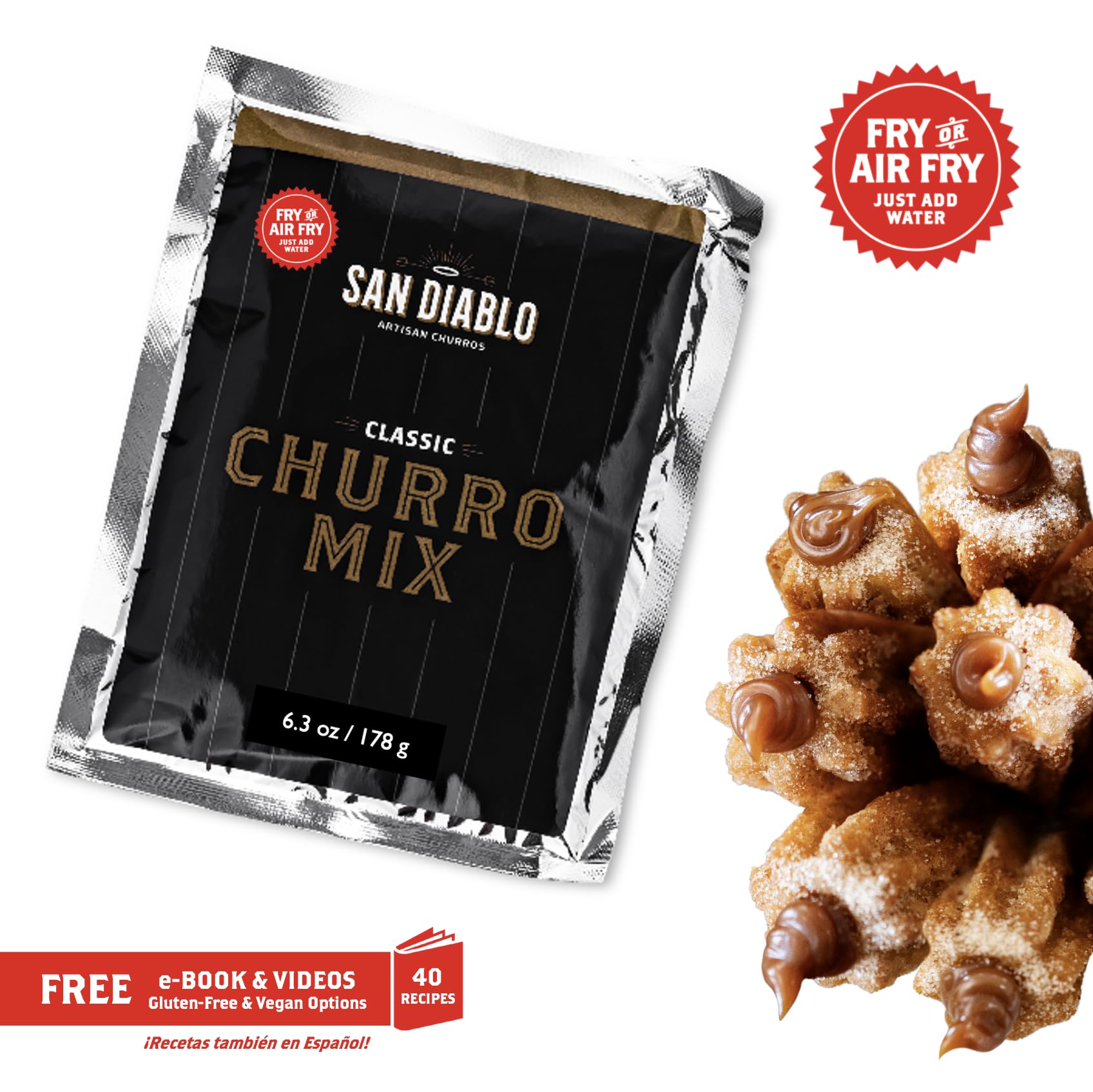 San Diablo Artisan Churros Mix - Authentic Spanish Churro Dough Mix for Easy Homemade Churros | Perfect for Breakfast, Dessert, and Party Snacks