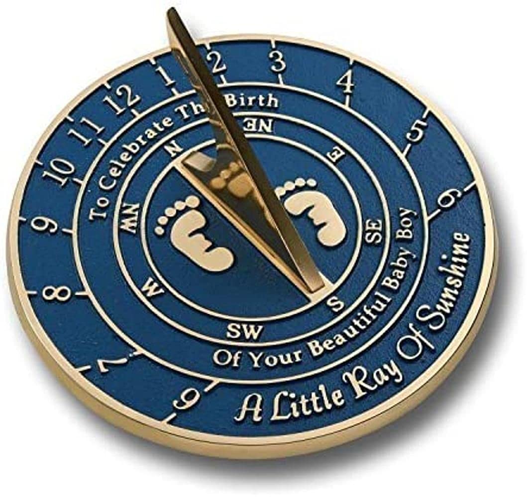 NauticalMart Baby Birthday Sundial Gift - Unique Keepsake for 1st Birthday, Christening, Baby Shower | Perfect Nursery Decor & Timepiece for Newborns