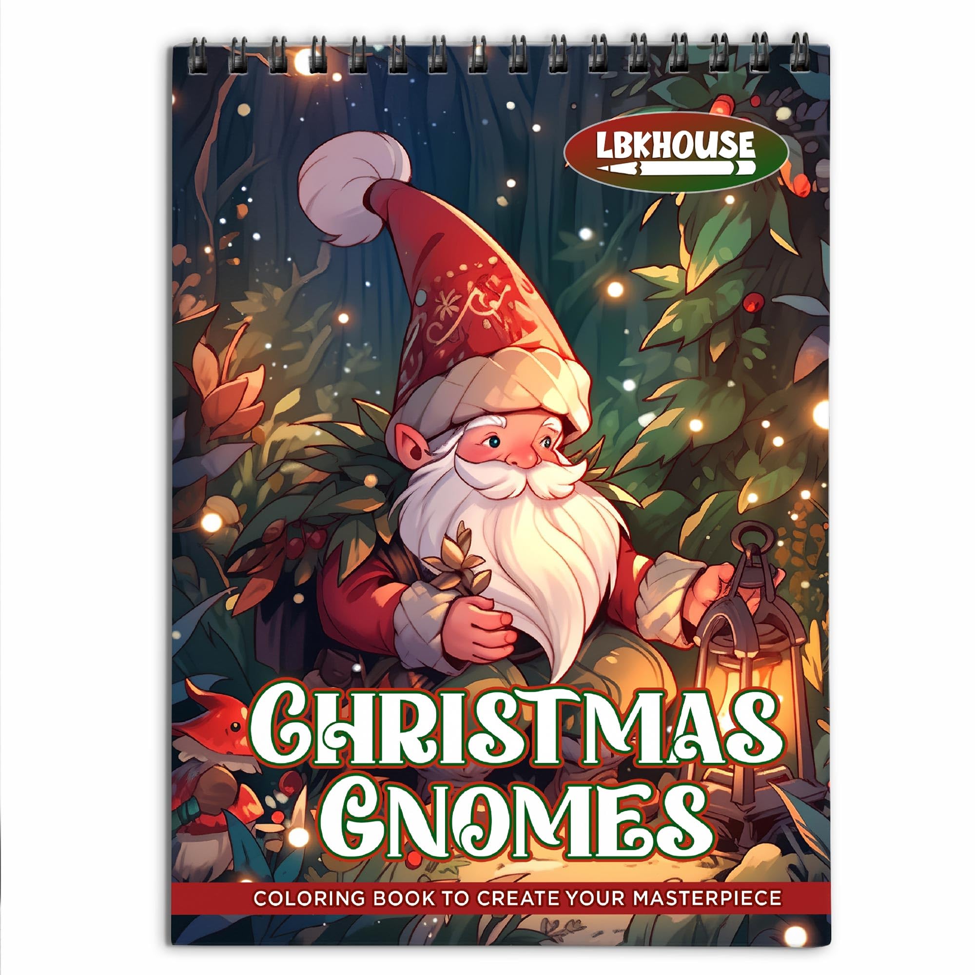 Premium Spiral Bound Christmas Gnomes Coloring Book for Adults - 30 Pages of Gorgeous Gnome Village Illustrations for Stress Relief & Relaxation | Perfect Holiday Gift, Art Therapy & Mindfulness Activity