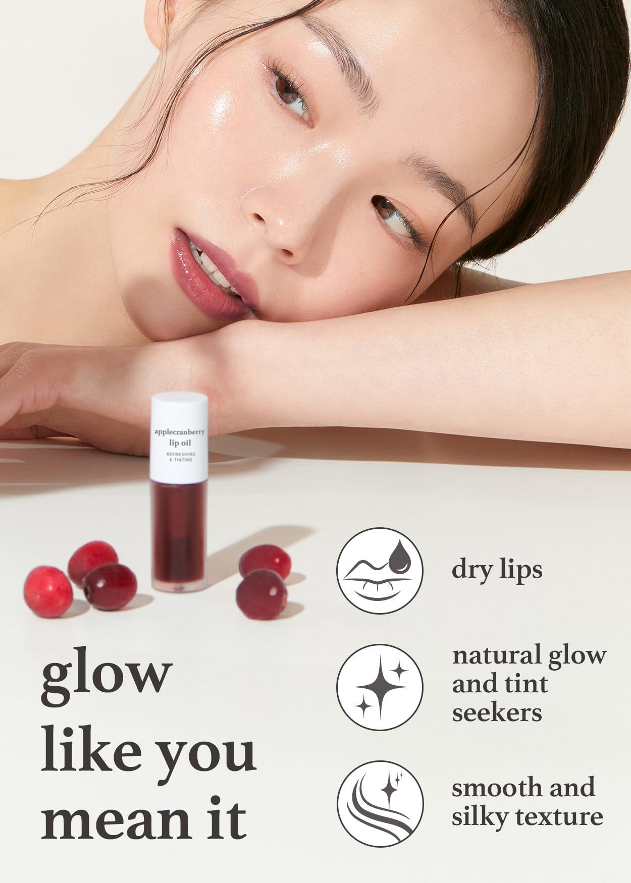 NOONI Vegan Appleseed Lip Oil - Moisturizing & Plumping for Dry Lips | Daily Hydration & Nourishment