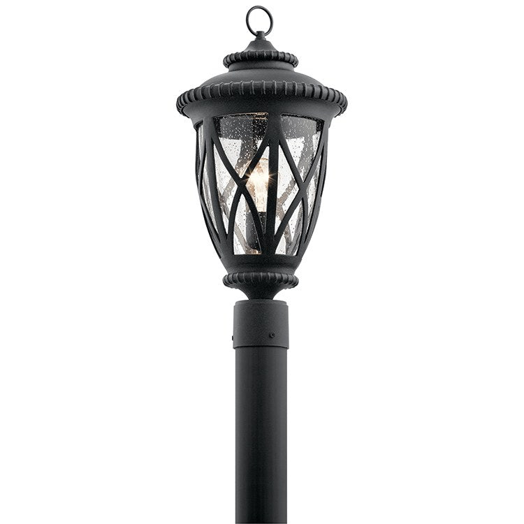Admirals Cove Single Light Outdoor Post Lantern - Weatherproof Exterior Lighting for Patio, Garden, and Driveway - Durable Black Metal Design with Clear Glass Shade