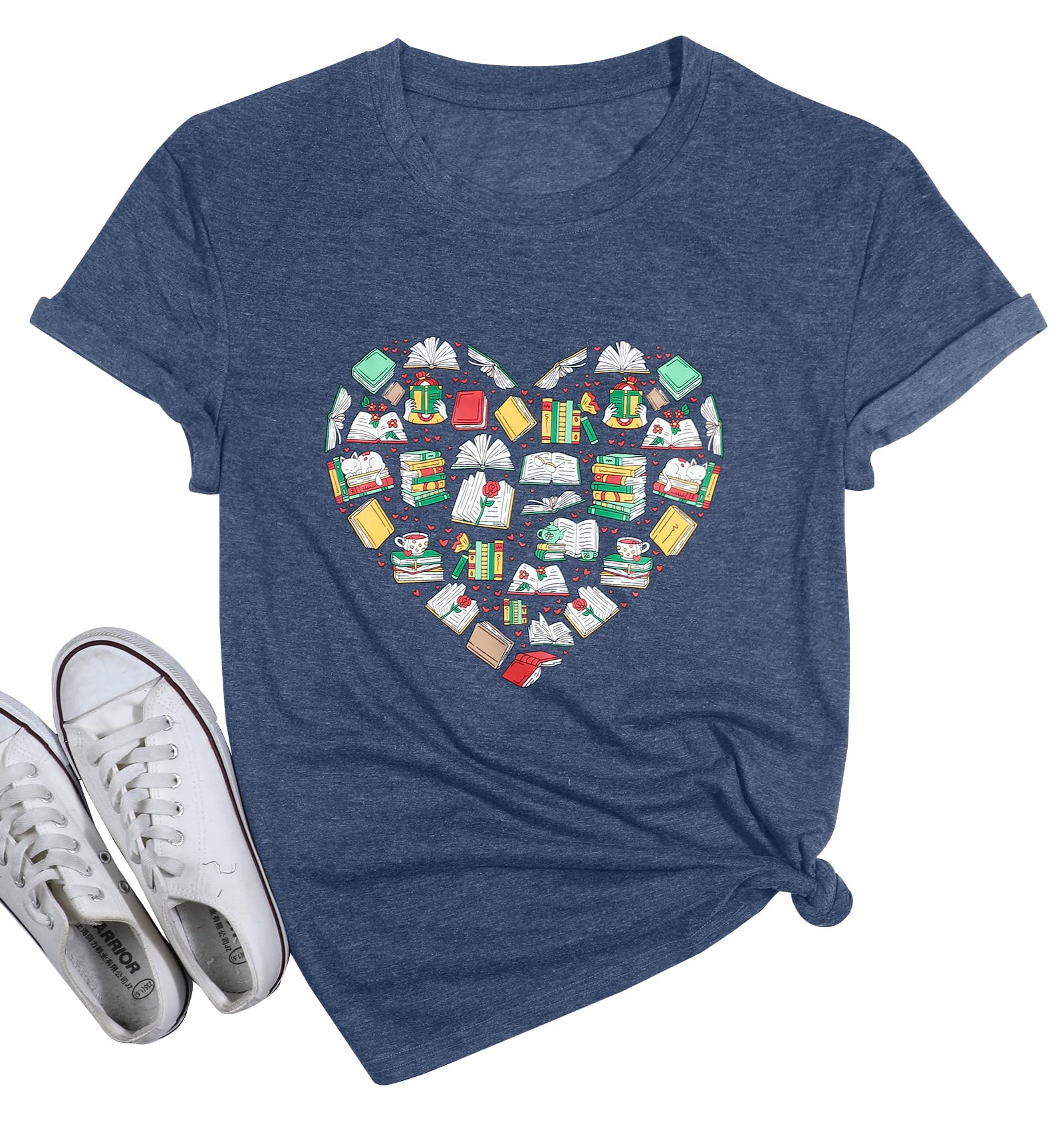 Women's Librarian Reading T-Shirt - Book Lover Graphic Tee - Cute Teacher Gift - Casual Bookworm Top for Reading Enthusiasts & Educators | Perfect for Book Clubs, Library Visits & Casual Outfits
