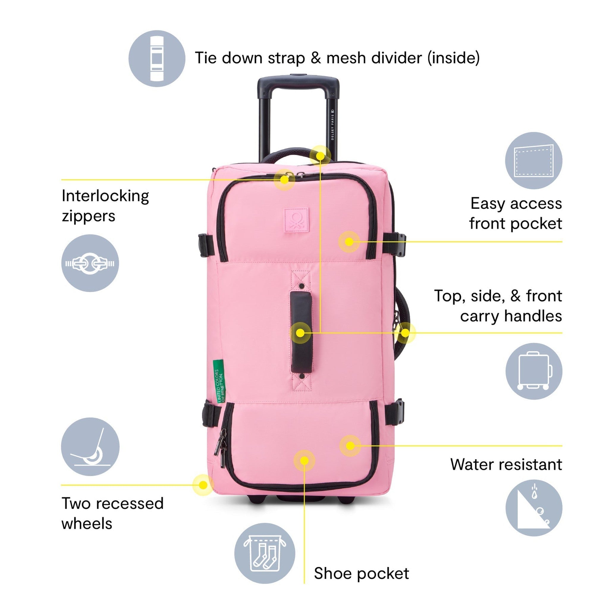Delsey NOW! 24 Inch 2 Wheel Rolling Duffel Bag - Lightweight Luggage for Travel, Gym & Weekend Getaways | Carry-On Friendly & Durable Spinner Suitcase
