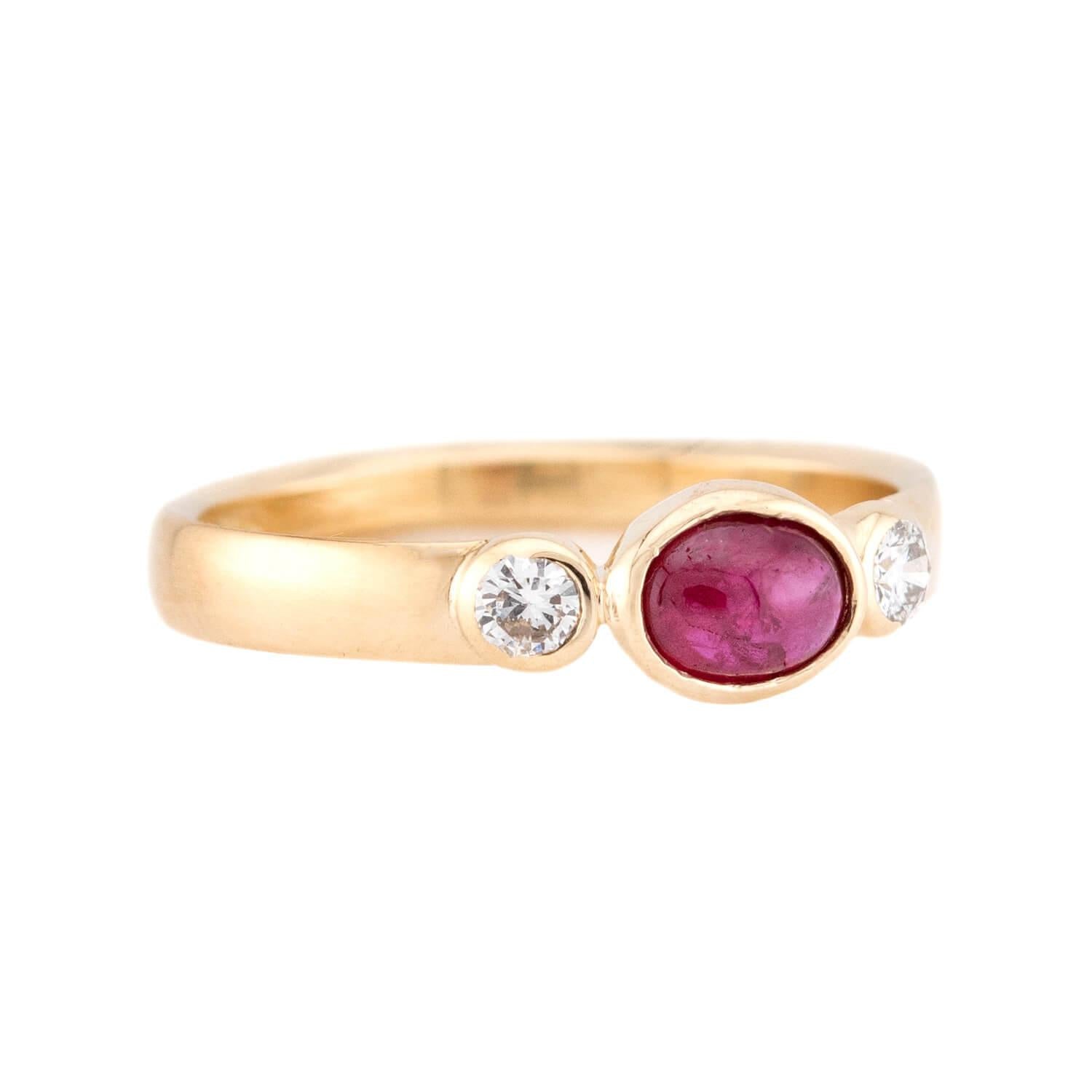 14K Gold Ruby and Diamond Three-Stone Ring for Women - Elegant Vintage Style Jewelry for Engagement, Anniversary, and Special Occasions