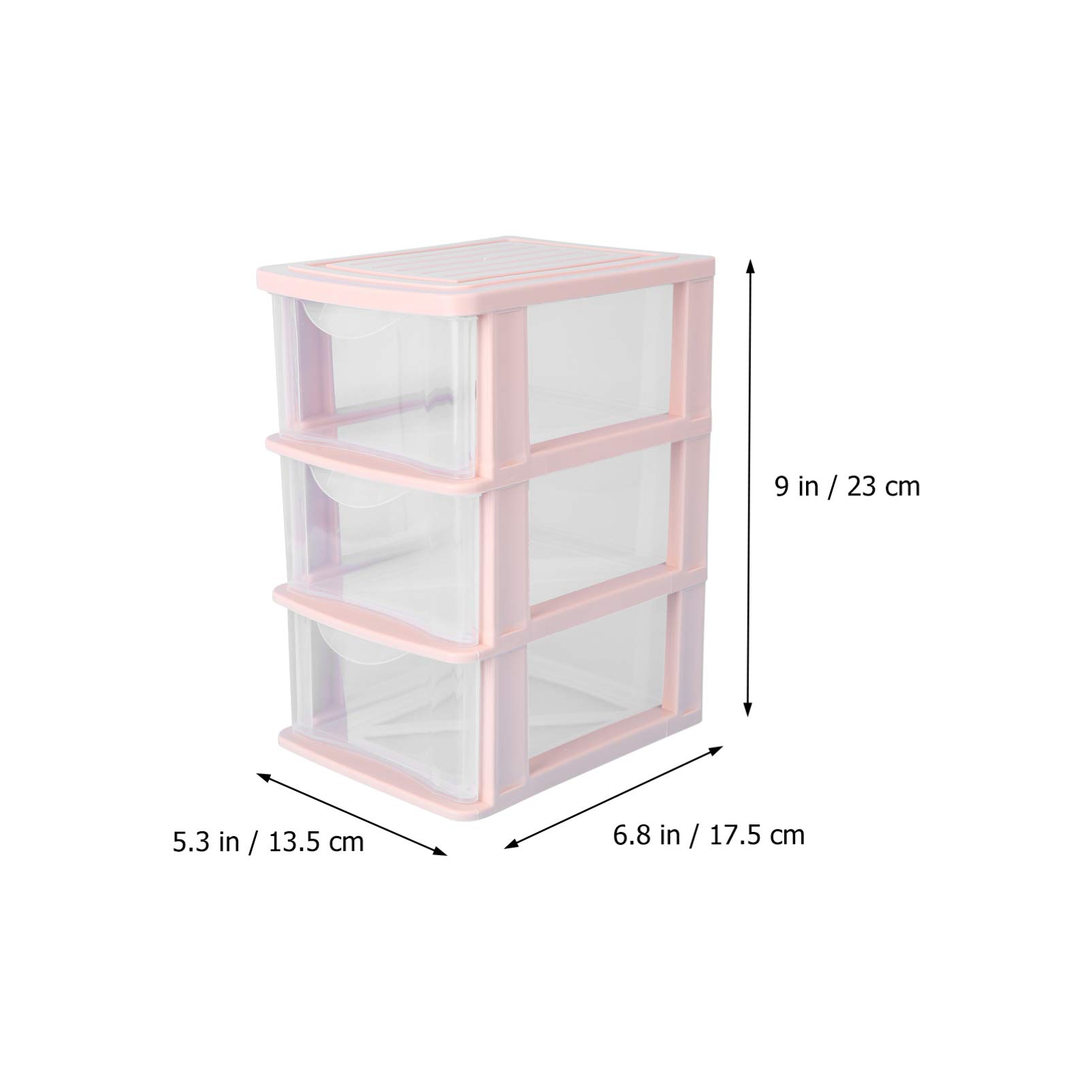 Yardwe 3-Tier Clear Plastic Drawer Organizer - Pink for Home & Office Storage
