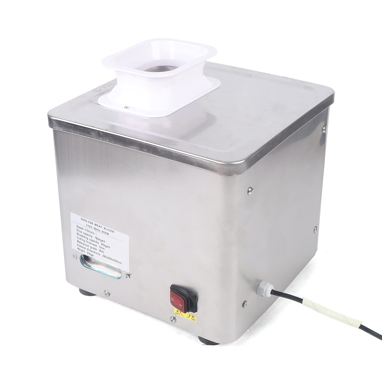 Commercial Meat Cutter Machine 110V - 8.5mm Stainless Steel Blade, 350lb/h Automatic Meat Slicer for Beef, Pork, Chicken - Cube, Strip & Shred Meat - Restaurant & Butcher Shop Food Processing Equipment - Perfect for Deli, BBQ & Meal Prep