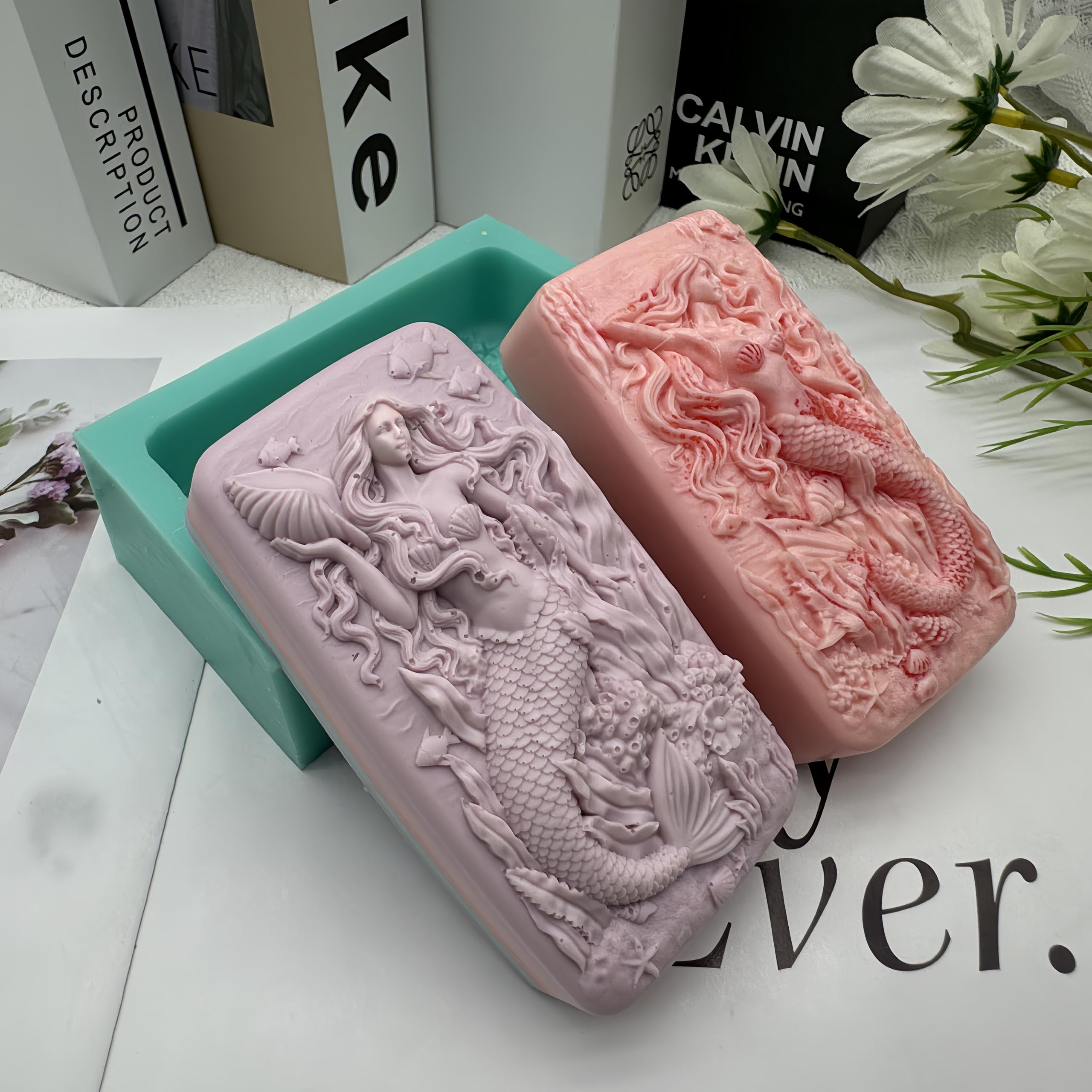 Premium Silicone Mermaid & Fish Soap Molds - DIY Handmade Soap, Lotion Bars, Bath Bombs & Resin Art Craft Molds - Perfect for Spa Gifts, Home Decor & Kids Crafts