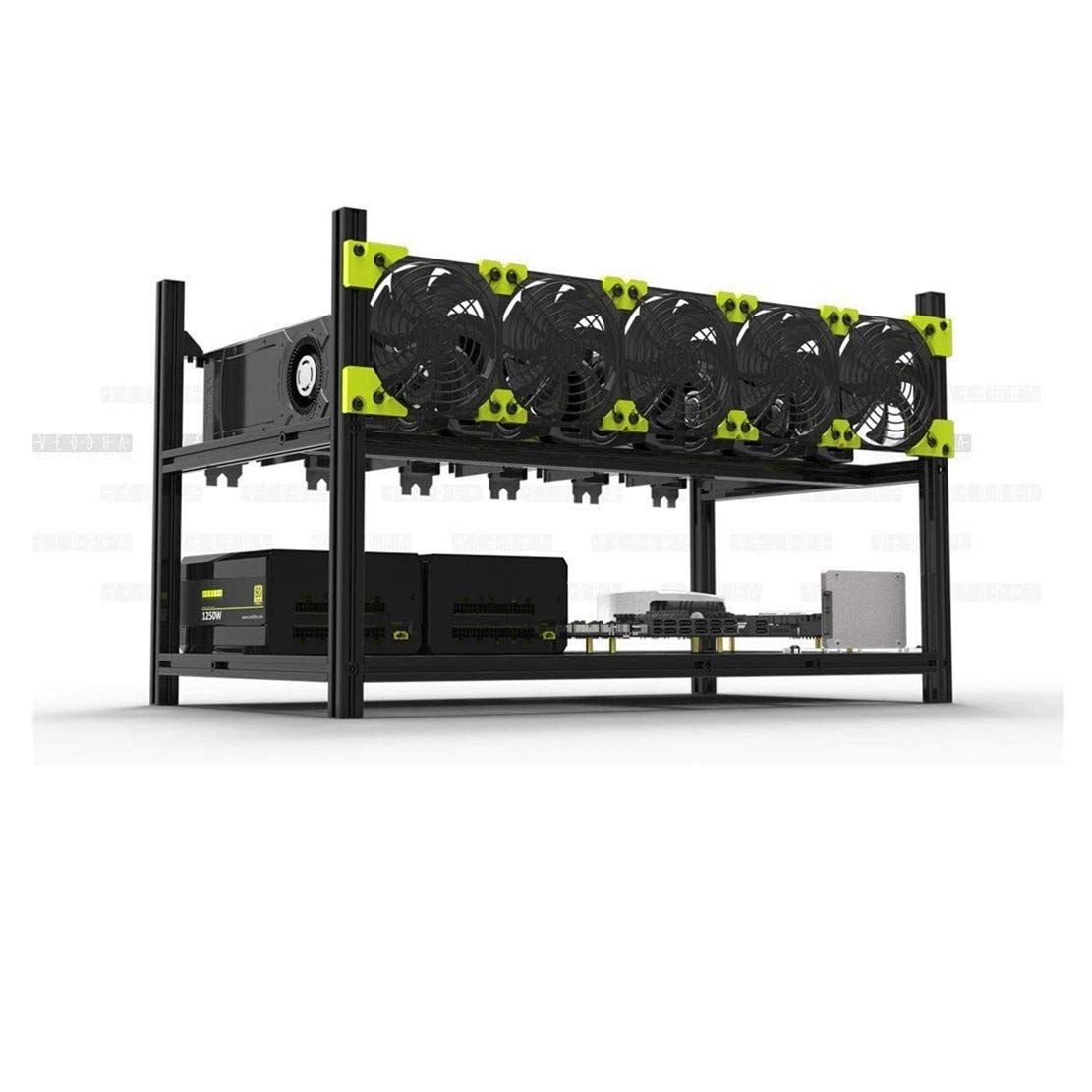 6 GPU Stackable Open Air Mining Rig Frame - Ethereum & Crypto Mining Case Computer Chassis for Efficient GPU Cooling & Multi-GPU Setup | Perfect for Home Mining, Crypto Farms & Blockchain Enthusiasts